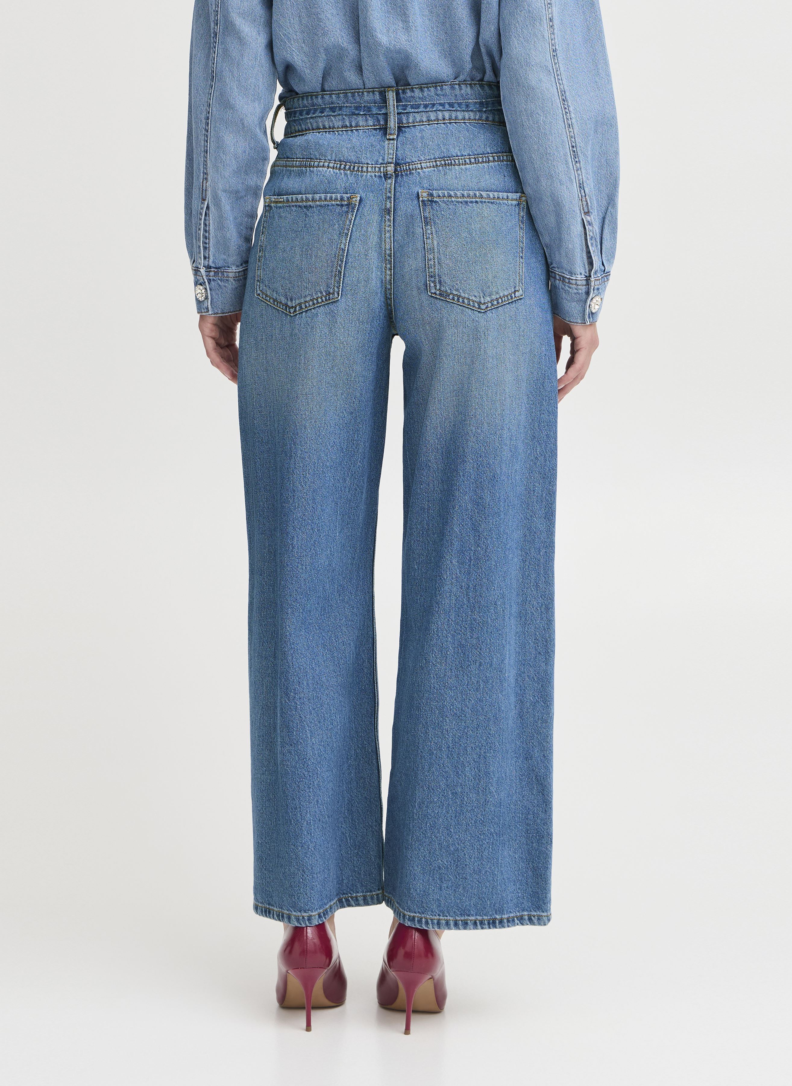 Wijde jeans / Flared Jeans BYKIMU BELT JEANS dames blauw B-Young Wijde jeans / Flared Jeans BYKIMU BELT JEANS dames blauw Mid Blue Denim
