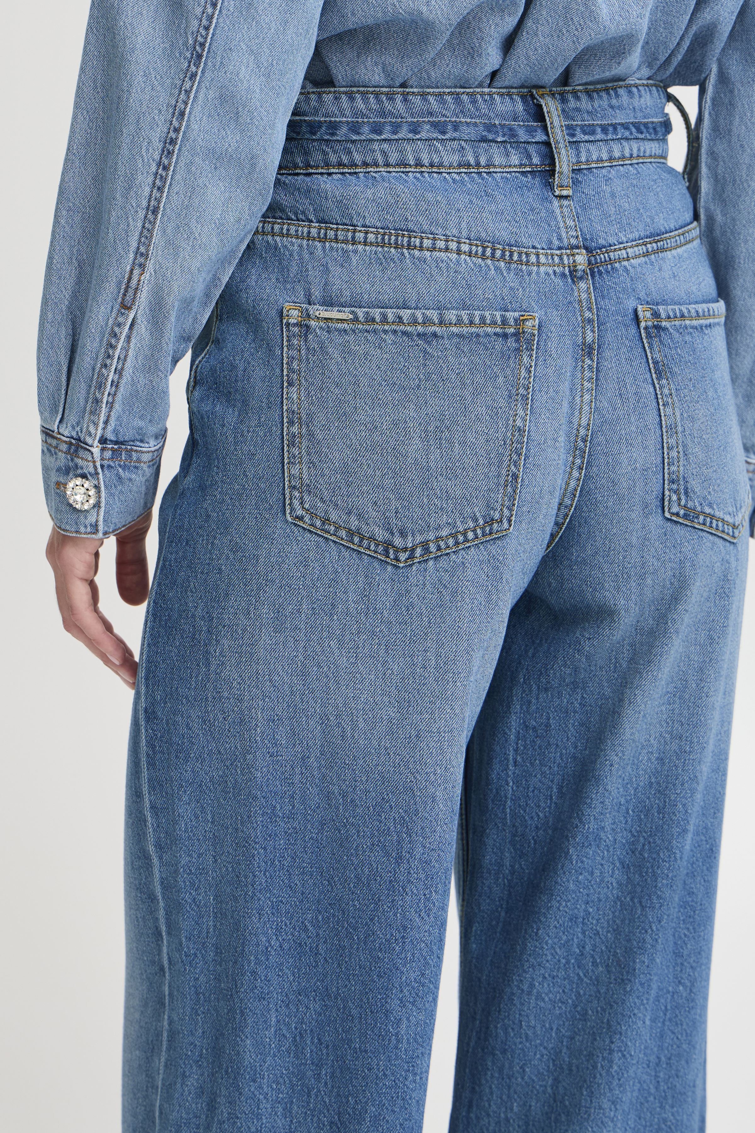 Wijde jeans / Flared Jeans BYKIMU BELT JEANS dames blauw B-Young Wijde jeans / Flared Jeans BYKIMU BELT JEANS dames blauw Mid Blue Denim