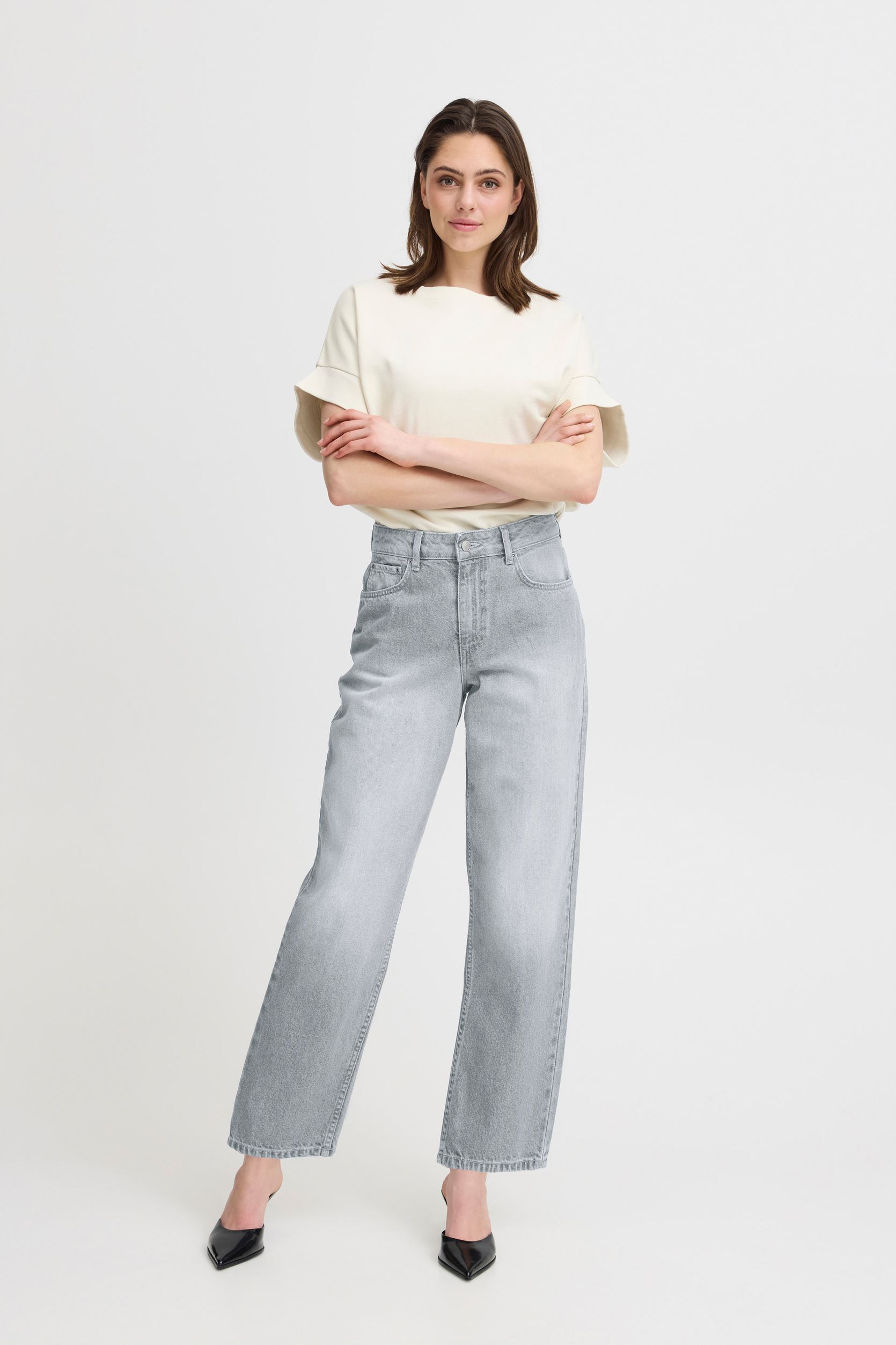 Wijde jeans / Flared Jeans BYLARITA JEANS dames grijs B-Young Wijde jeans / Flared Jeans BYLARITA JEANS dames grijs LIGHT GREY DENIM