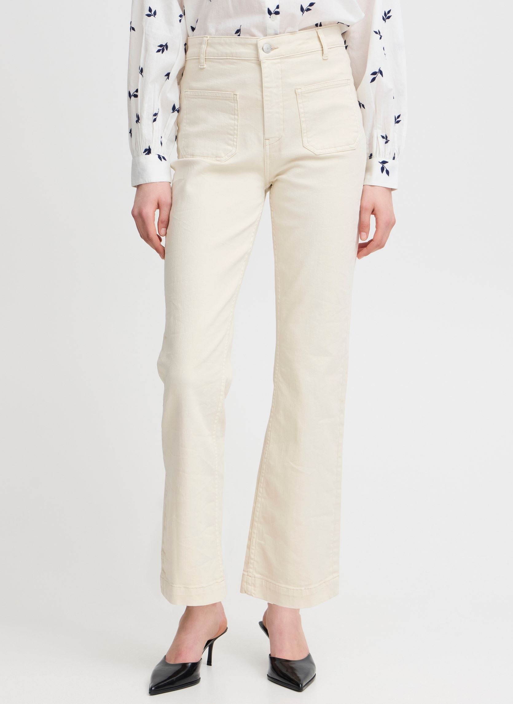 Flared jeans BYLYDIA POCKET JEANS dames wit B-Young Flared jeans BYLYDIA POCKET JEANS dames wit Birch
