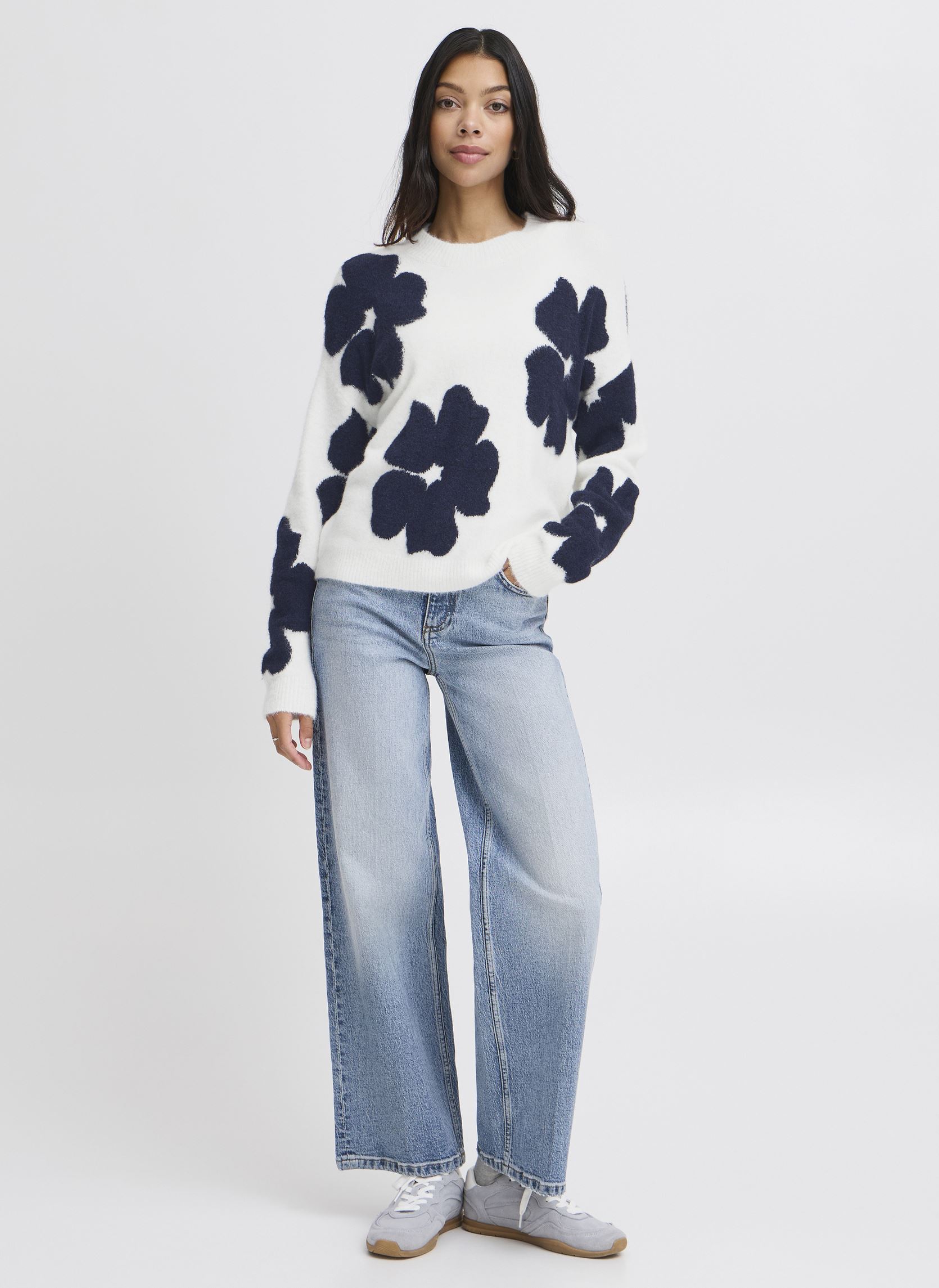 Pullover BYOMEA FLOWER JUMPER damen weiß B-Young Pullover BYOMEA FLOWER JUMPER damen weiß Marshmallow Mix
