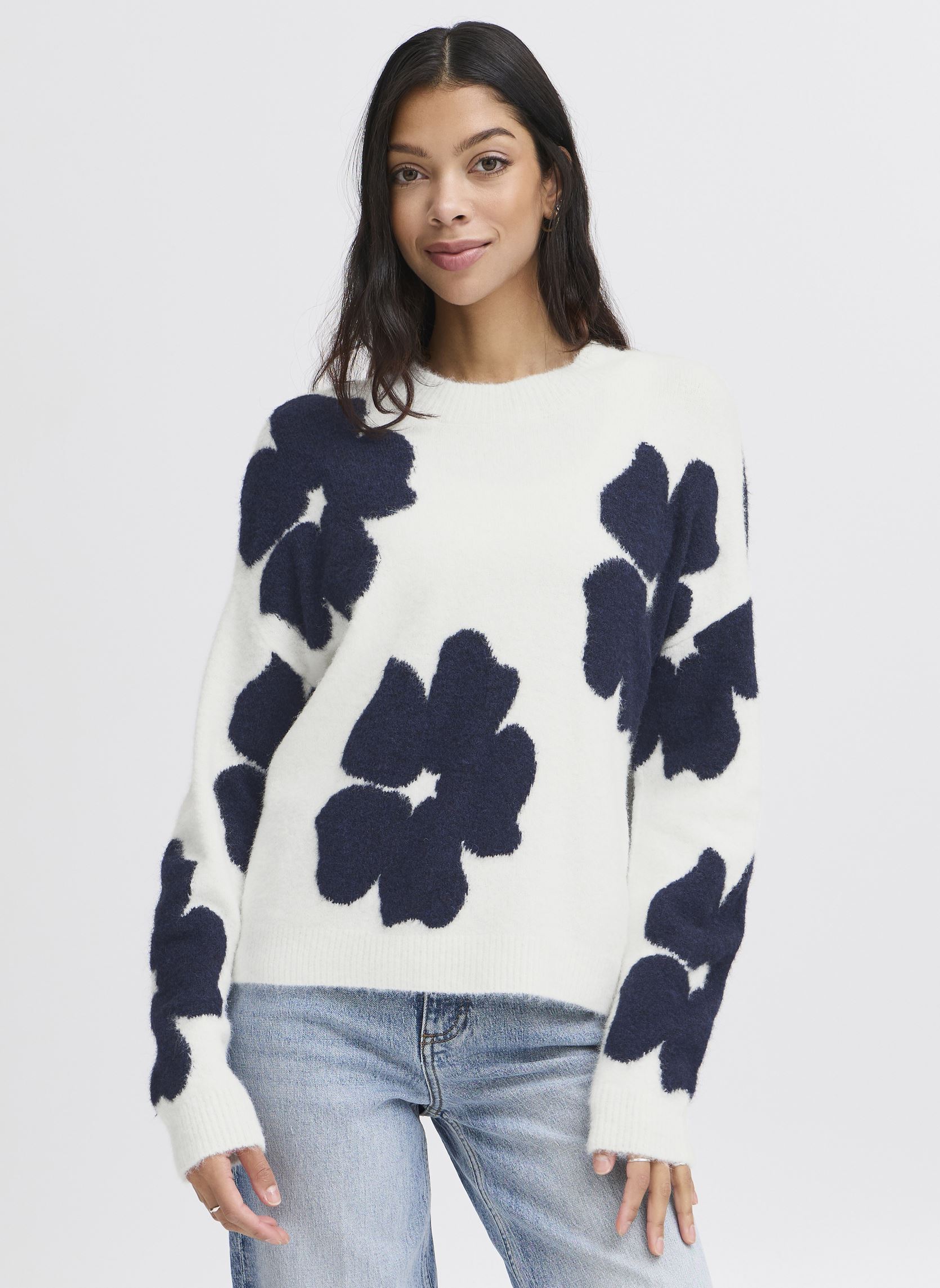 Pullover BYOMEA FLOWER JUMPER damen weiß B-Young Pullover BYOMEA FLOWER JUMPER damen weiß Marshmallow Mix