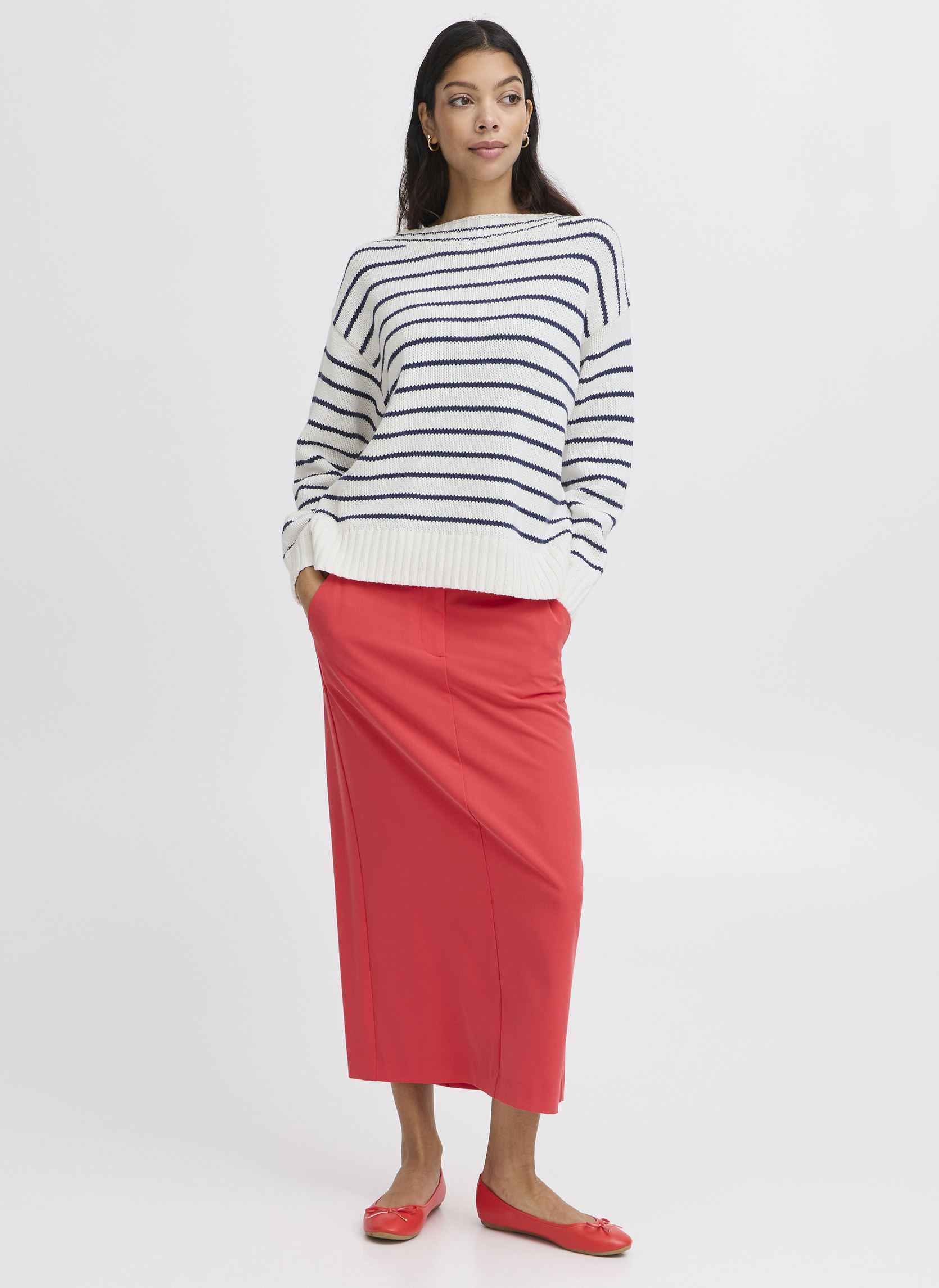 Sweater BYNAGLA STRIPED JUMPER dames wit B-Young Sweater BYNAGLA STRIPED JUMPER dames wit MARSHMALLOW MIX
