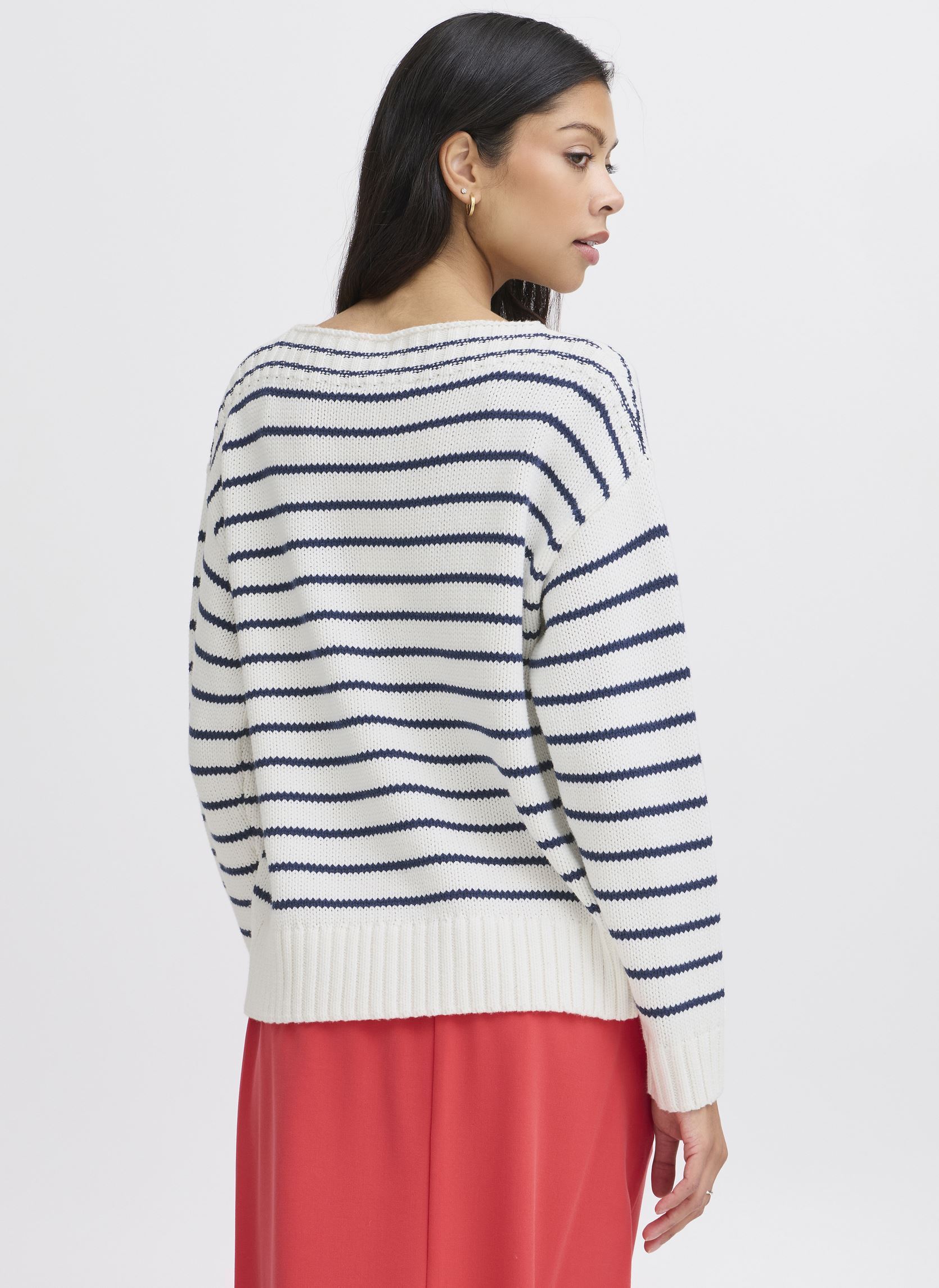 Sweater BYNAGLA STRIPED JUMPER dames wit B-Young Sweater BYNAGLA STRIPED JUMPER dames wit MARSHMALLOW MIX