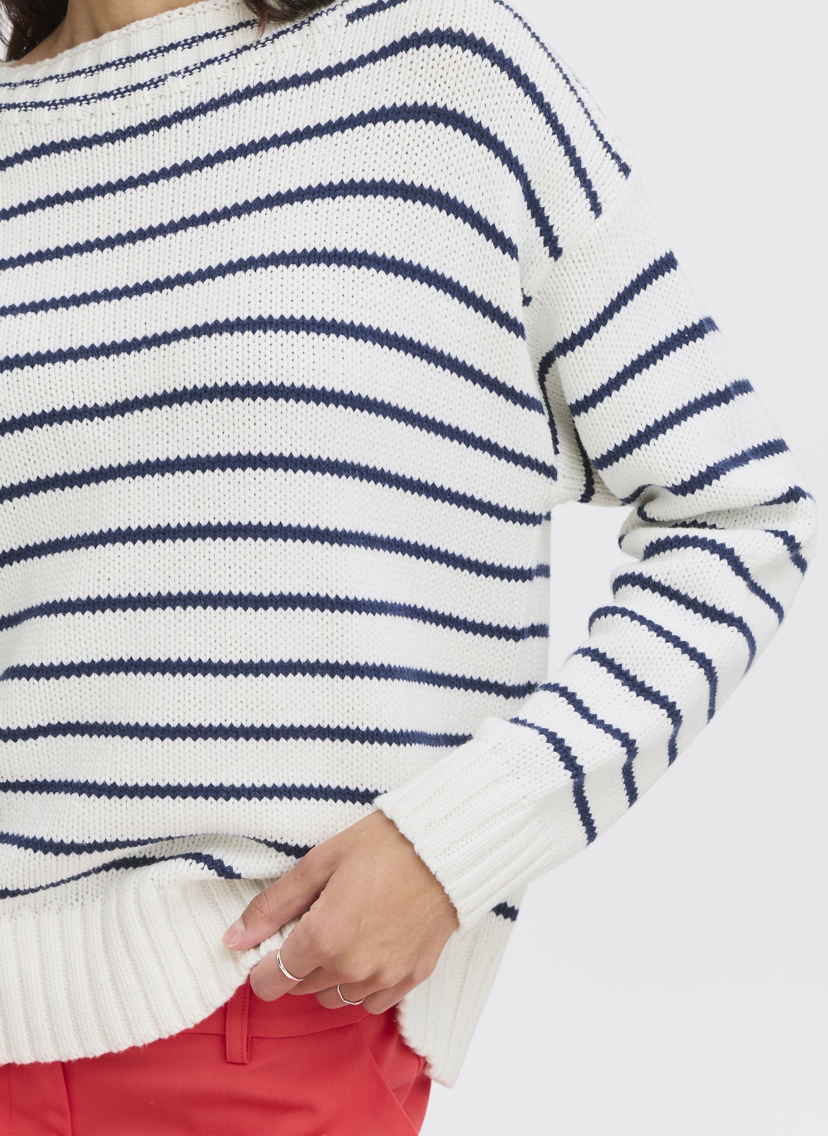 Sweater BYNAGLA STRIPED JUMPER dames wit B-Young Sweater BYNAGLA STRIPED JUMPER dames wit MARSHMALLOW MIX