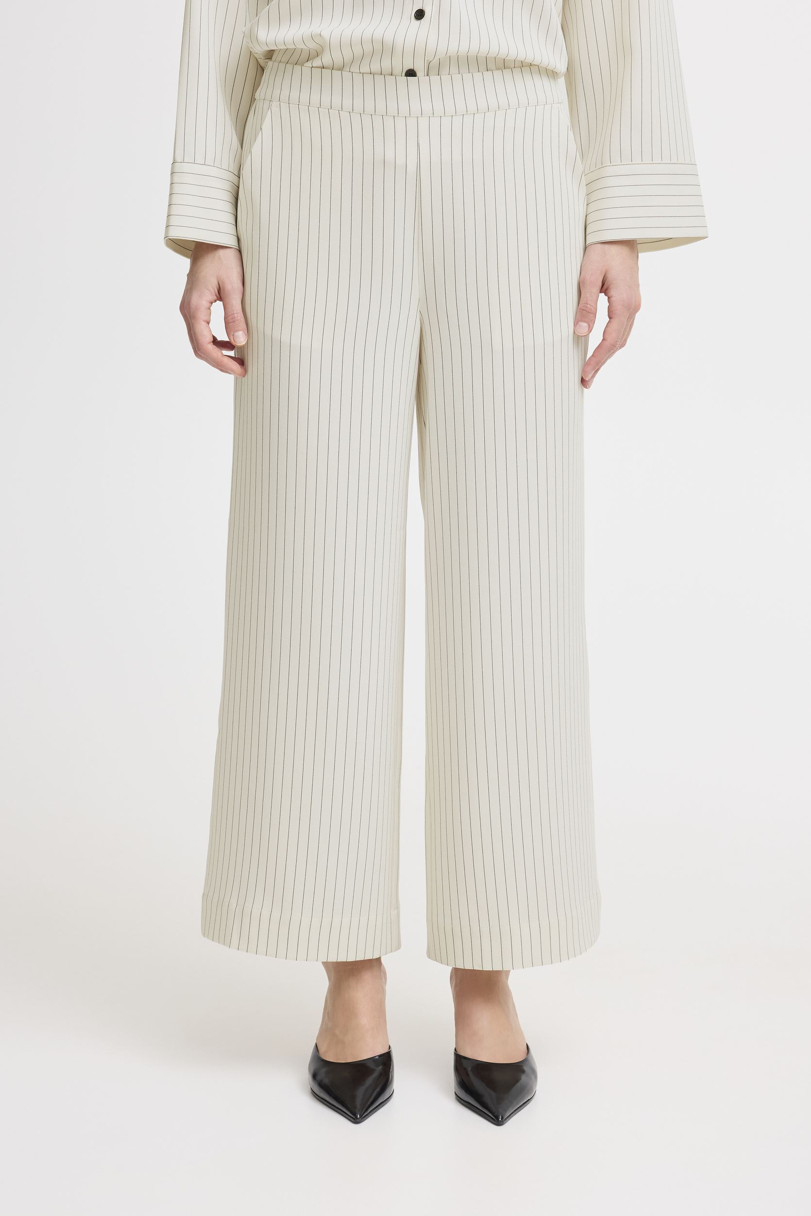 Weite Hosen BYDANNIA PANTS - damen weiß B-Young Weite Hosen BYDANNIA PANTS - damen weiß Birch Mix