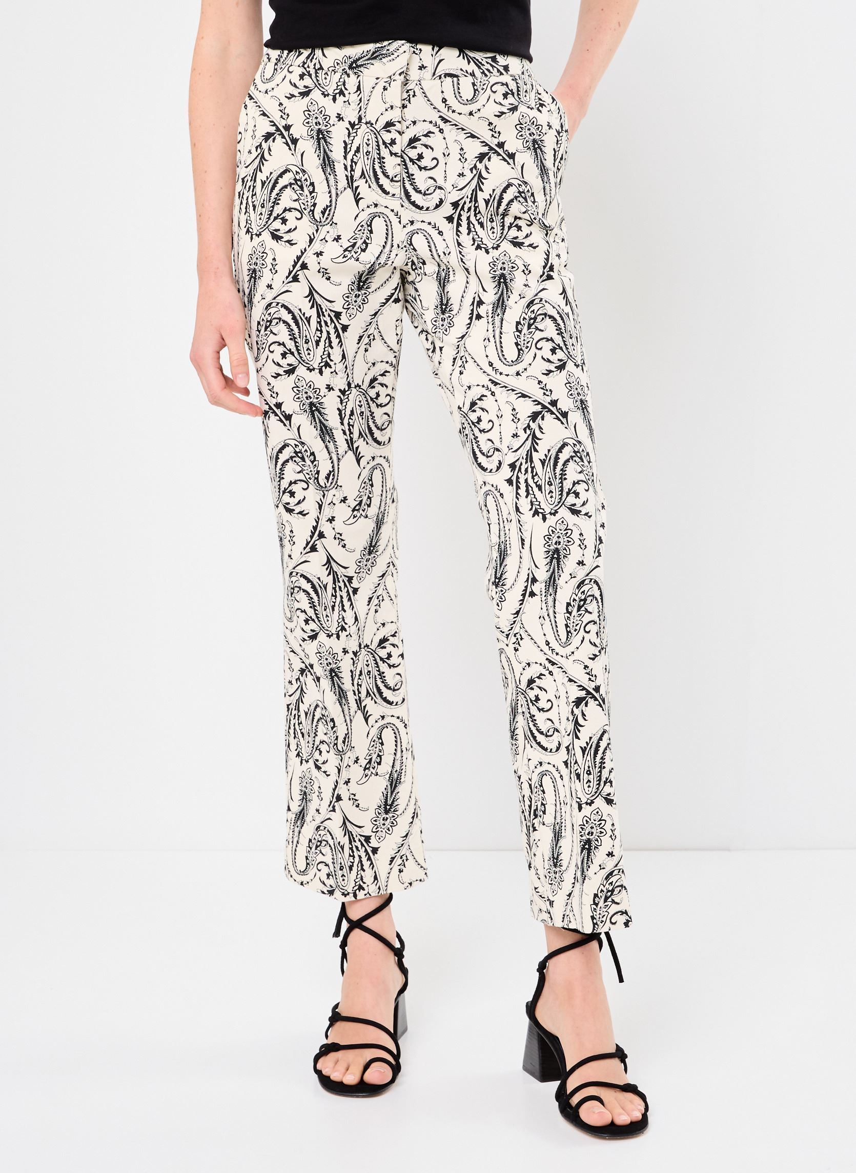 Rechte broeken BYDECKA AOP PANTS - dames wit B-Young Rechte broeken BYDECKA AOP PANTS - dames wit BIRCH PAISLEY MIX