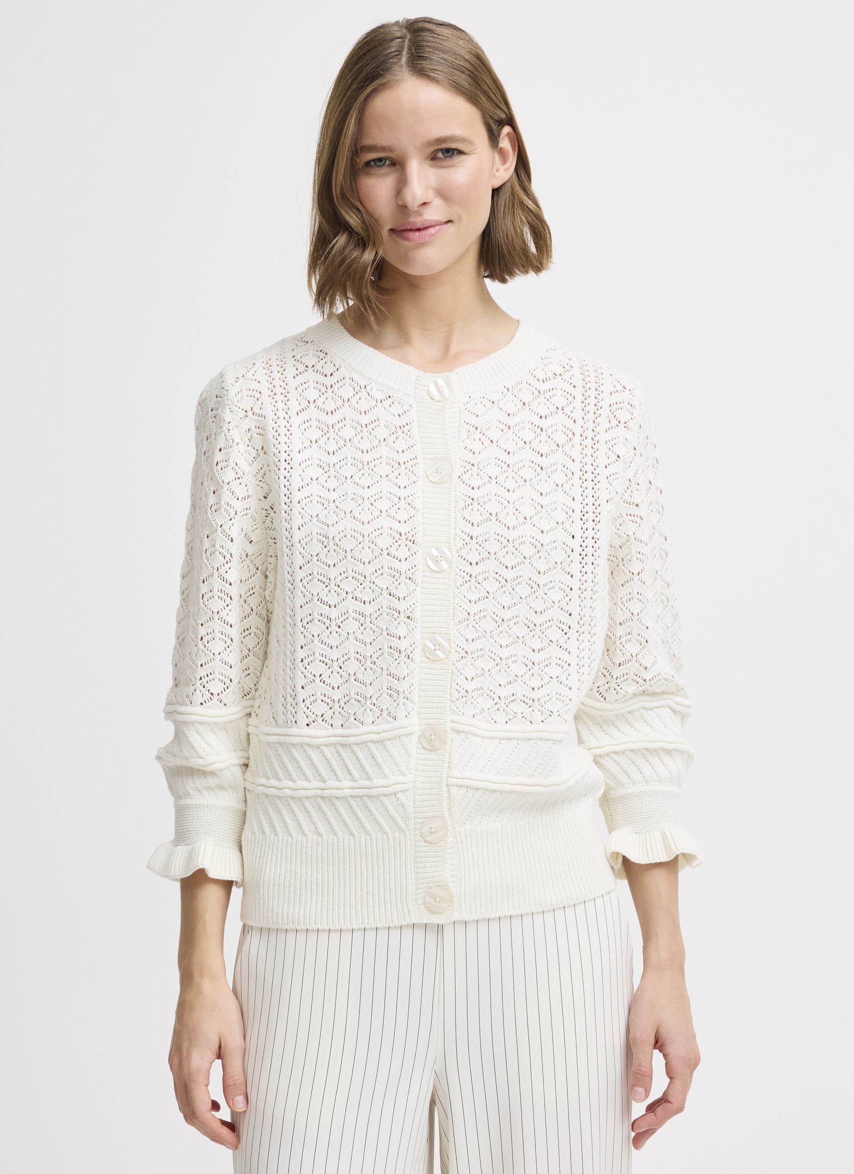 Gilets BYNAJO 3-4 CARDIGAN - femme blanc B-Young Gilets BYNAJO 3-4 CARDIGAN - femme blanc Birch