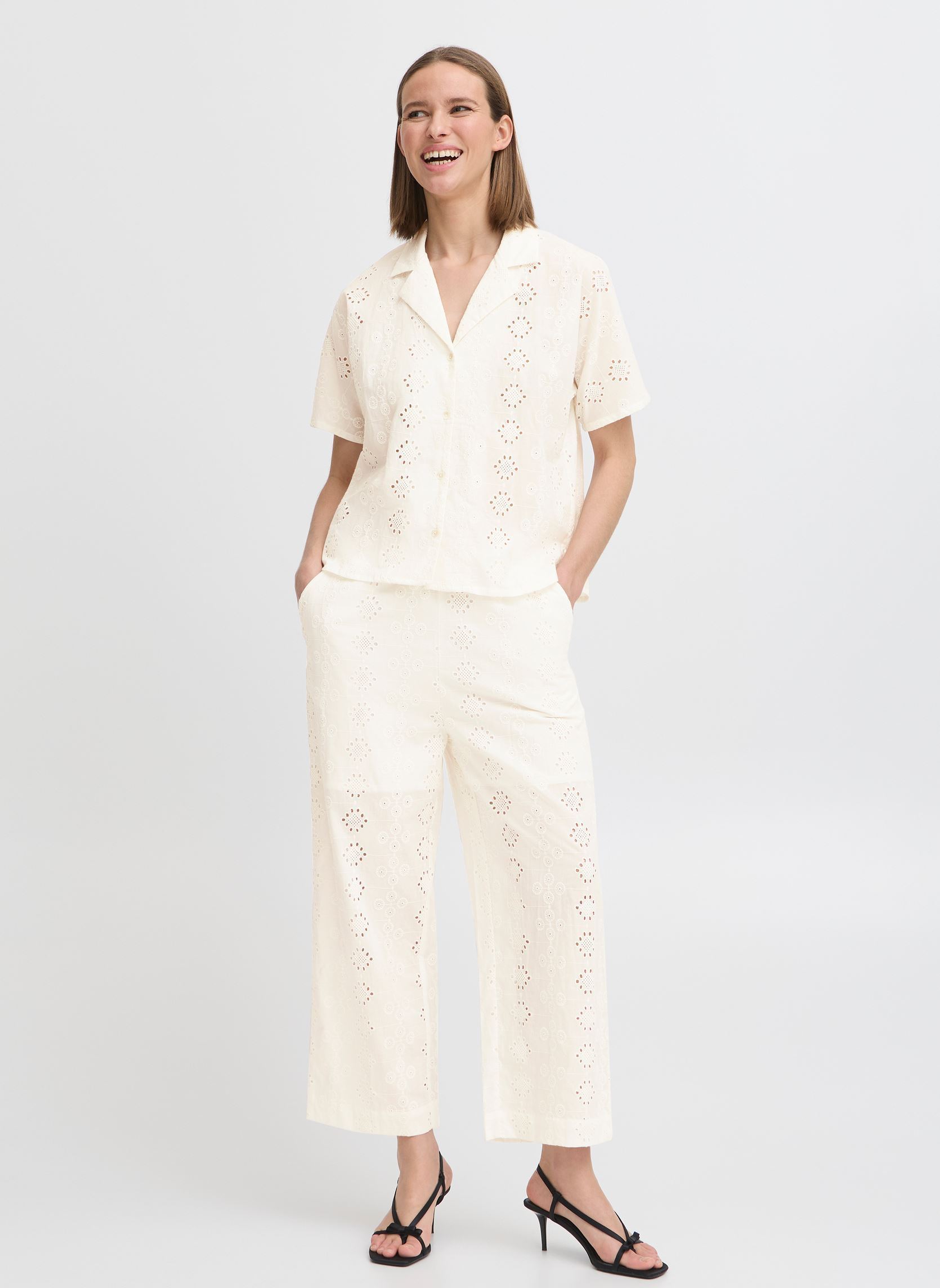 Weite Hosen BYINGENLIS PANTS - damen weiß B-Young Weite Hosen BYINGENLIS PANTS - damen weiß Marshmallow