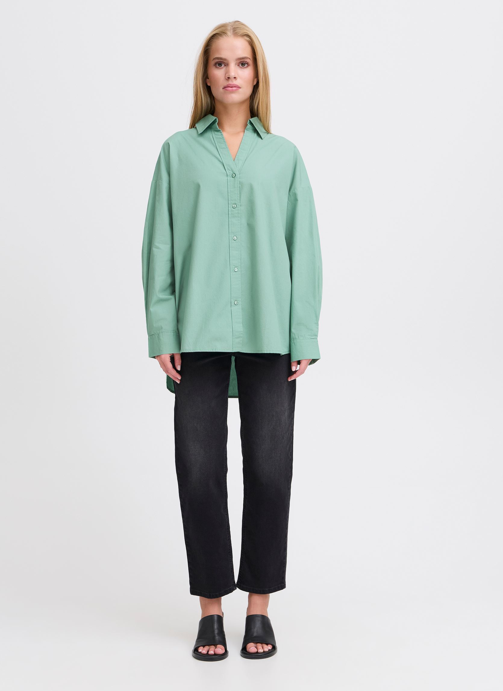 Chemises manches longues IHESTAMA SH femme vert Ichi Chemises manches longues IHESTAMA SH femme vert Beryl Green