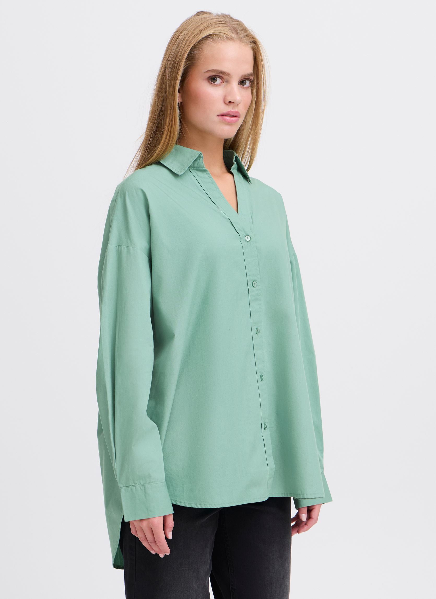 Chemises manches longues IHESTAMA SH femme vert Ichi Chemises manches longues IHESTAMA SH femme vert Beryl Green