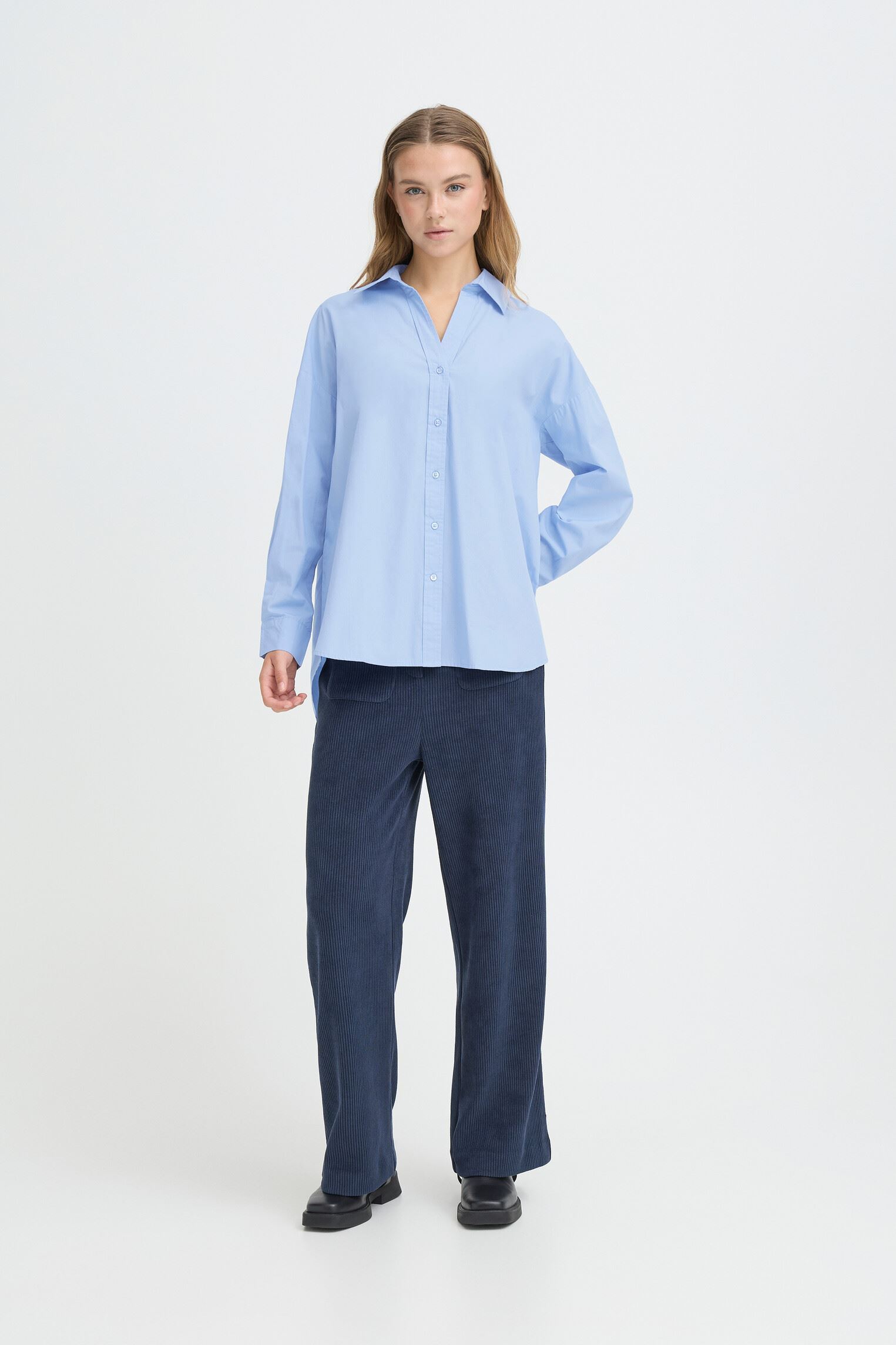 Chemises manches longues IHESTAMA SH femme bleu Ichi Chemises manches longues IHESTAMA SH femme bleu Bel Air Blue