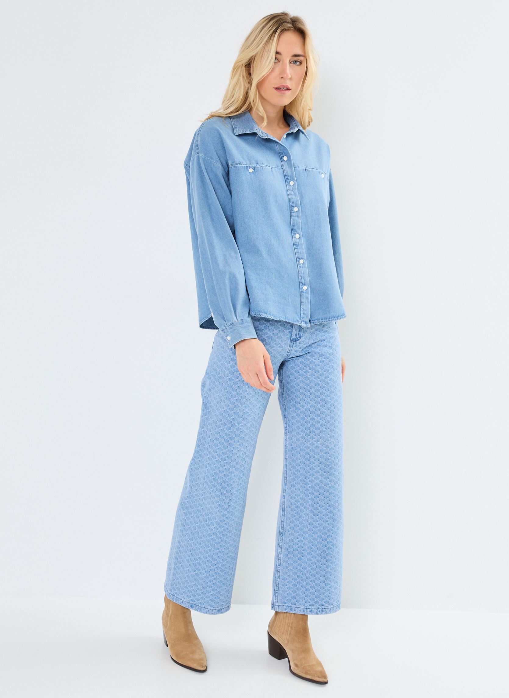 Camicie a maniche lunghe IHARCHER SH donna blu Ichi Camicie a maniche lunghe IHARCHER SH donna blu LIGHT BLUE WASHED