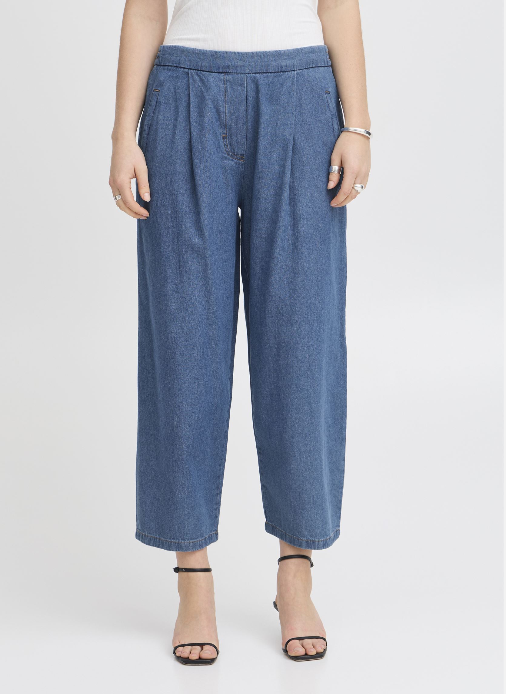 Pantaloni larghi IHARCHER PA donna blu Ichi Pantaloni larghi IHARCHER PA donna blu Washed med. blue