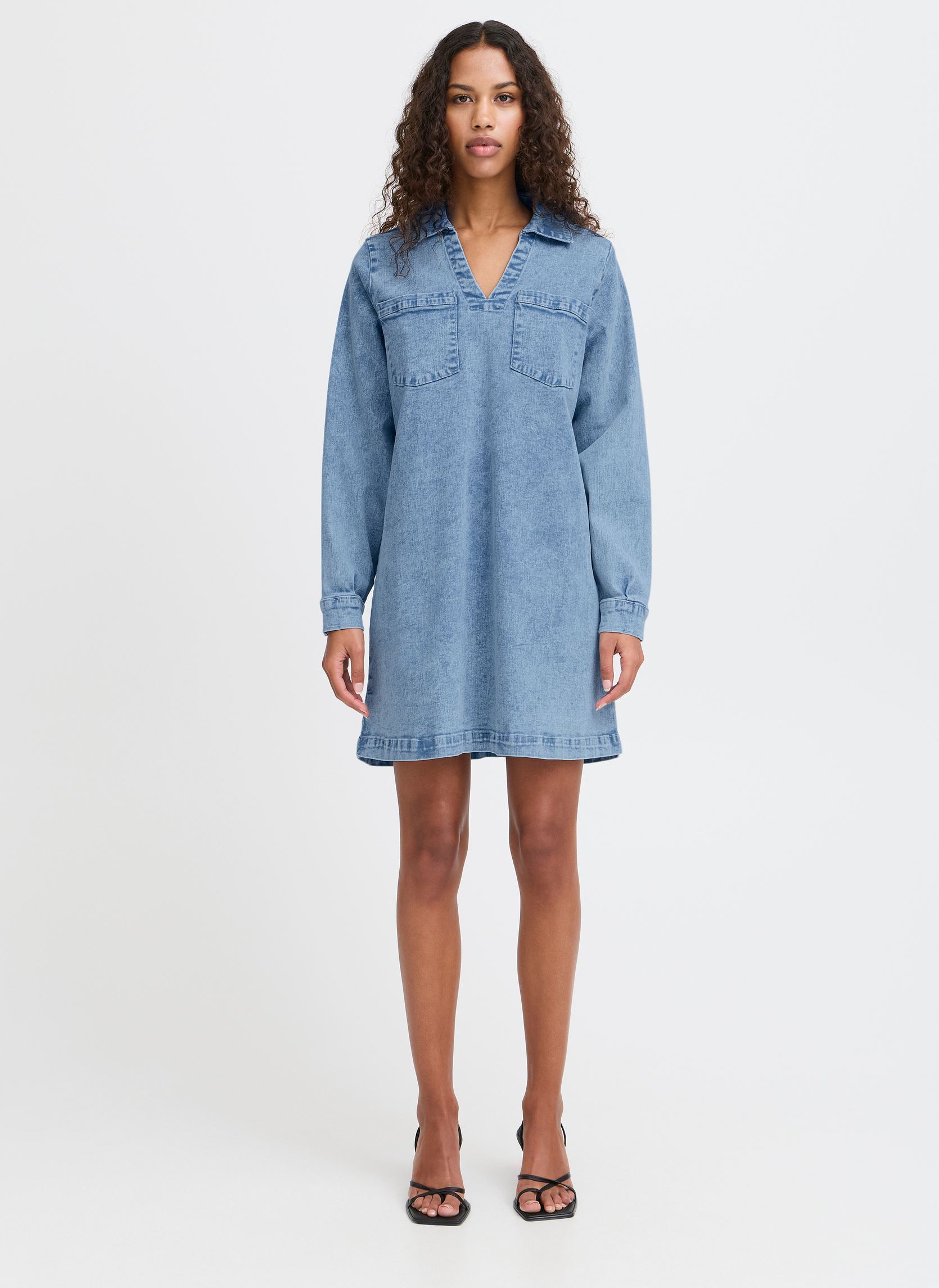 Kleider IHBONNIES DR damen blau Ichi Kleider IHBONNIES DR damen blau Light blue washed