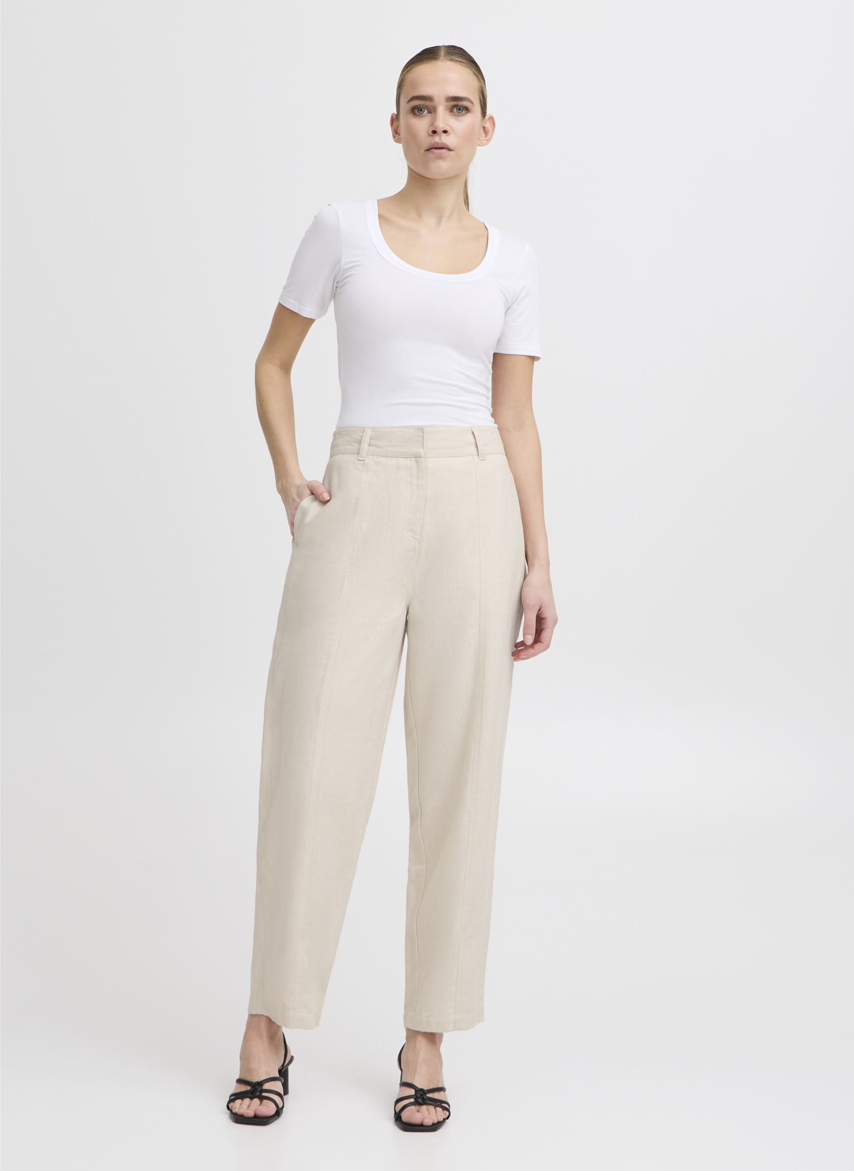 Straight Leg Hosen IHZAHRA PA damen weiß Ichi Straight Leg Hosen IHZAHRA PA damen weiß BIRCH MELANGE