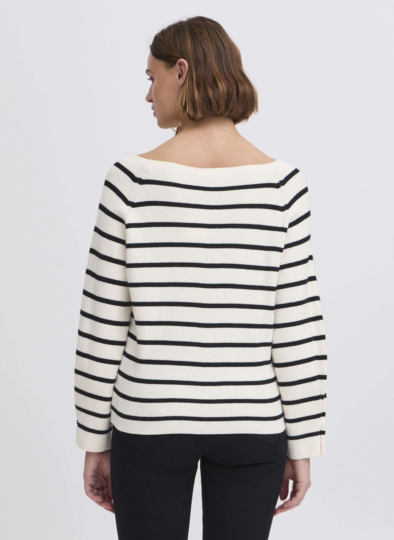 Tee-shirts manches longues IHBOSTON LS9 femme blanc Ichi Tee-shirts manches longues IHBOSTON LS9 femme blanc BIRCH W. BLACK STRIPE