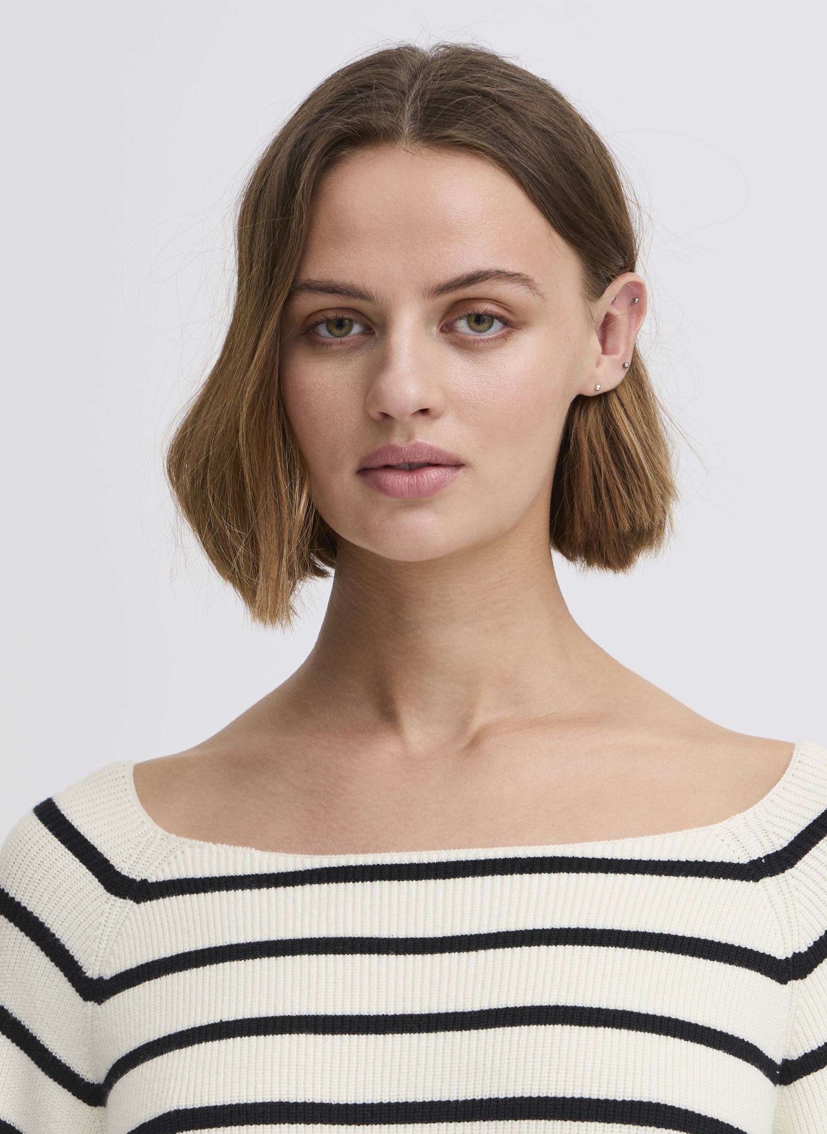 Tee-shirts manches longues IHBOSTON LS9 femme blanc Ichi Tee-shirts manches longues IHBOSTON LS9 femme blanc BIRCH W. BLACK STRIPE