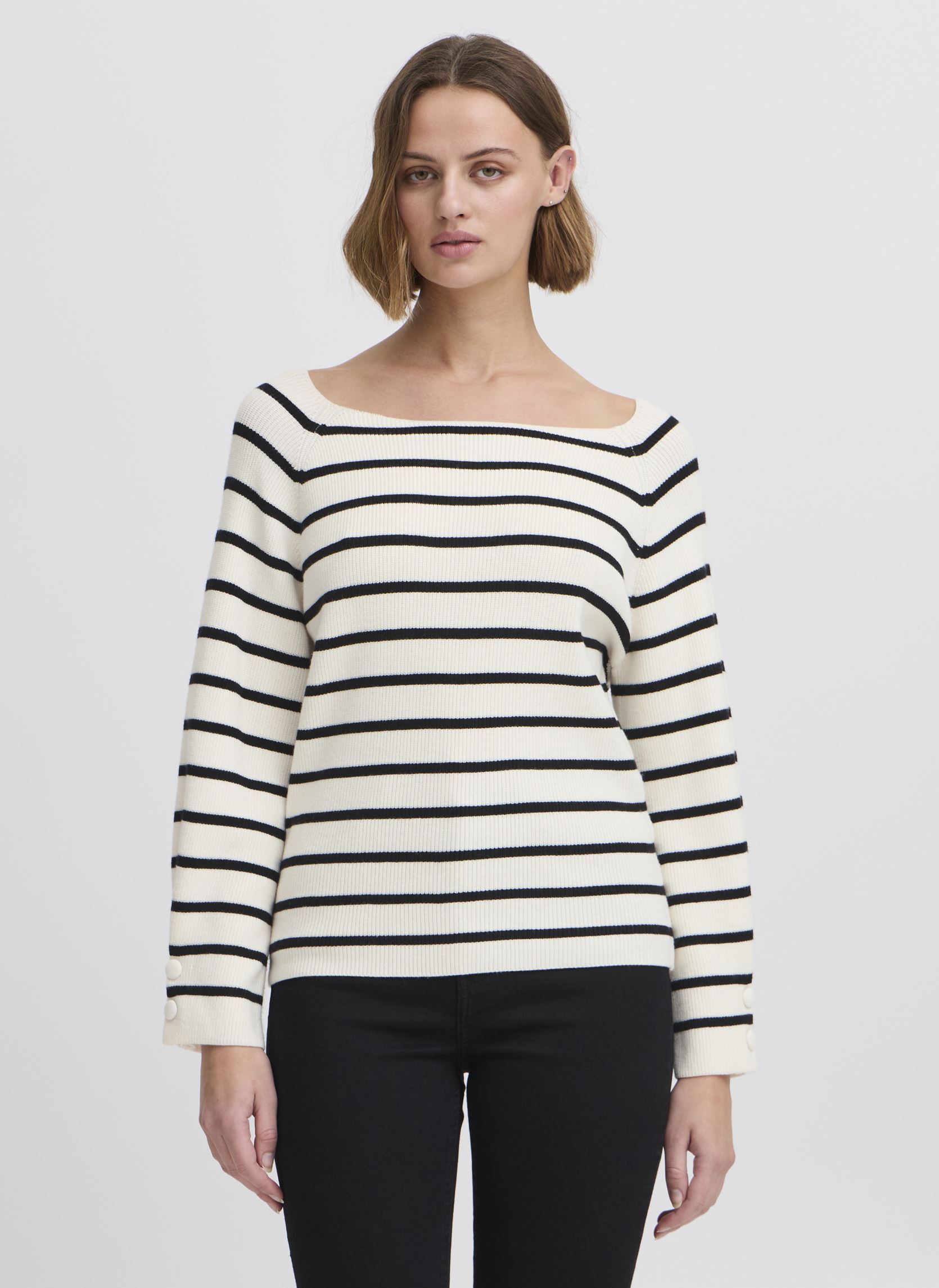 Tee-shirts manches longues IHBOSTON LS9 femme blanc Ichi Tee-shirts manches longues IHBOSTON LS9 femme blanc BIRCH W. BLACK STRIPE