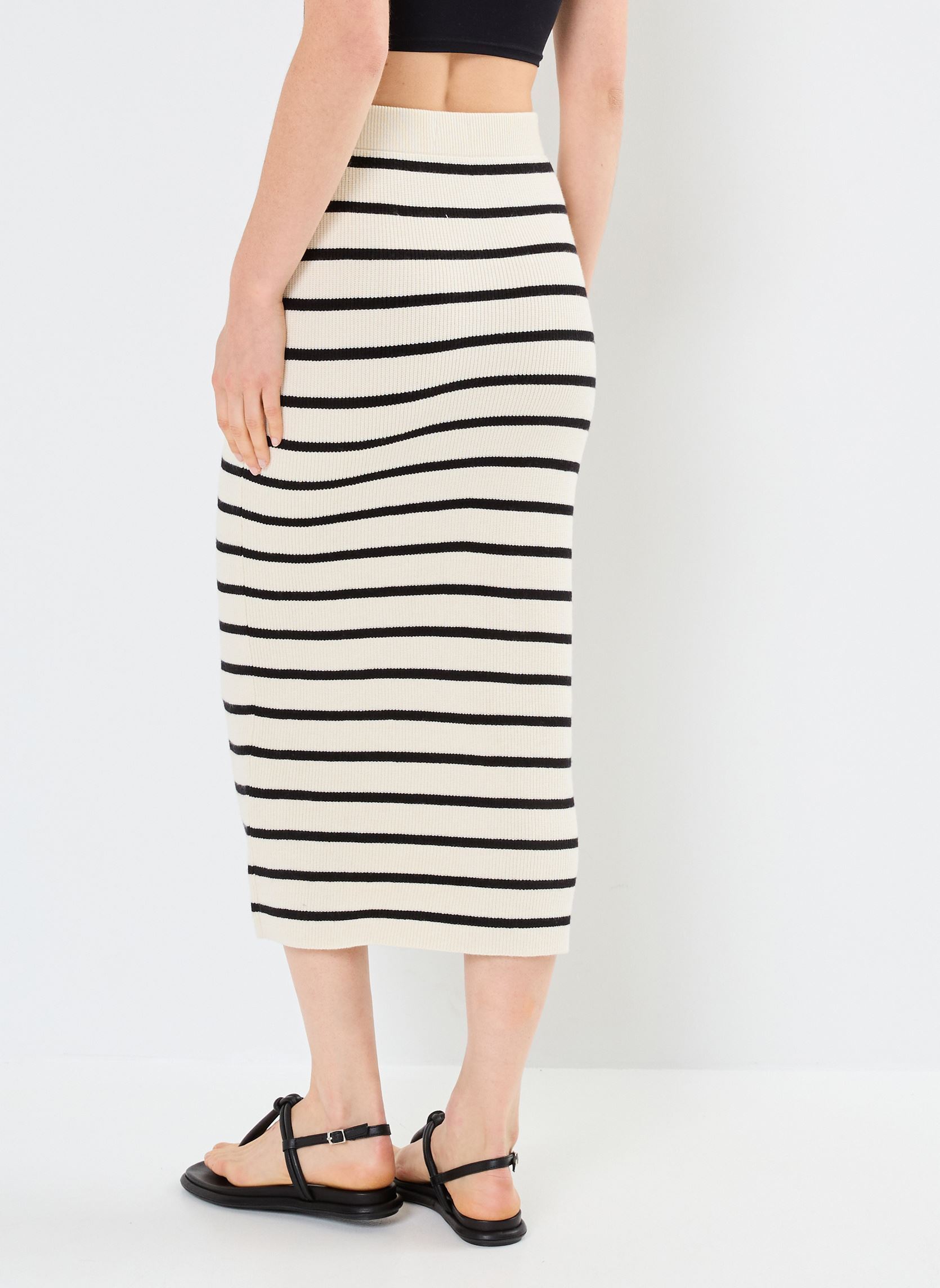 Jupes longues IHBOSTON SK femme blanc Ichi Jupes longues IHBOSTON SK femme blanc Birch w. Black stripe