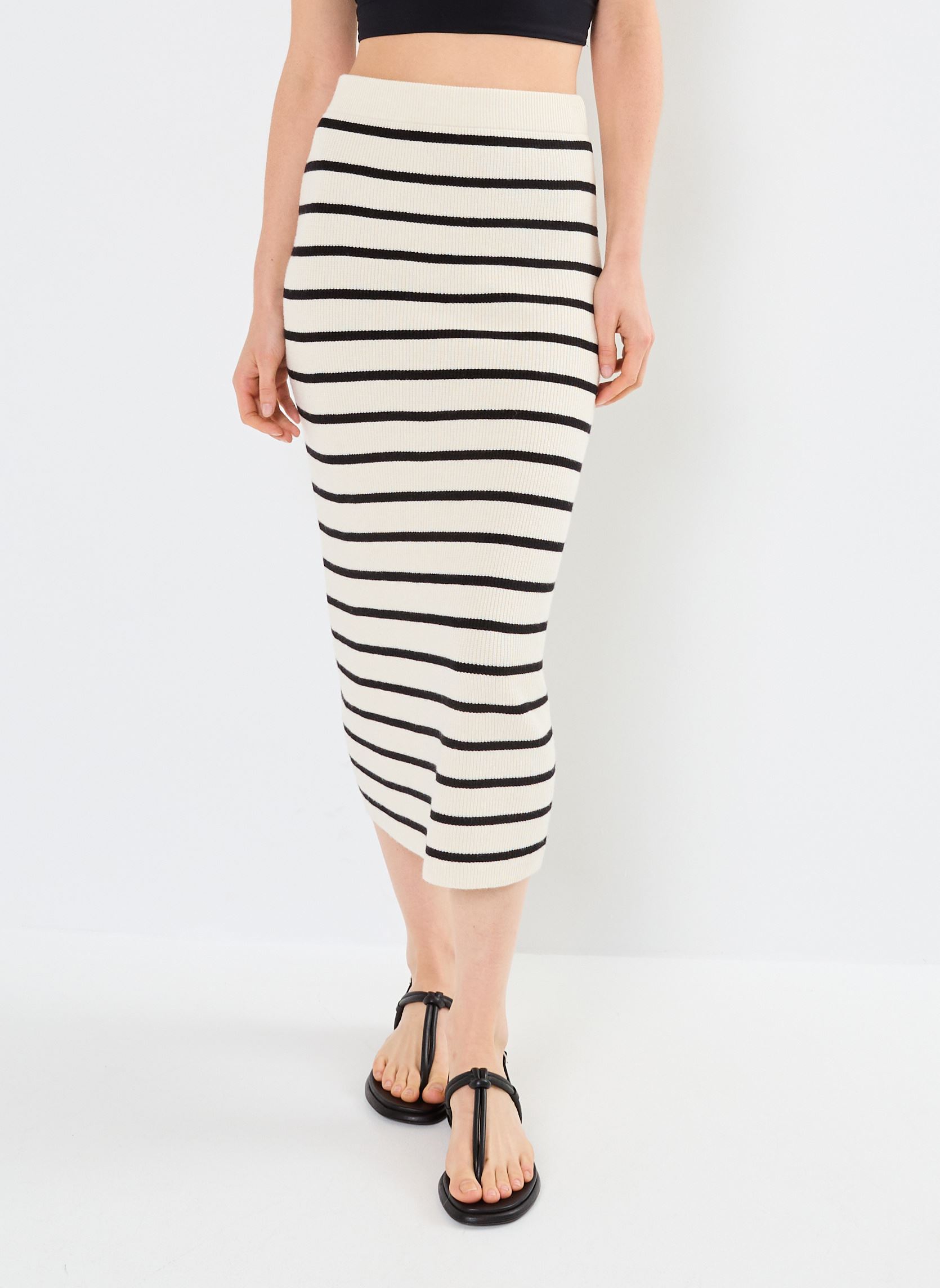 Jupes longues IHBOSTON SK femme blanc Ichi Jupes longues IHBOSTON SK femme blanc Birch w. Black stripe