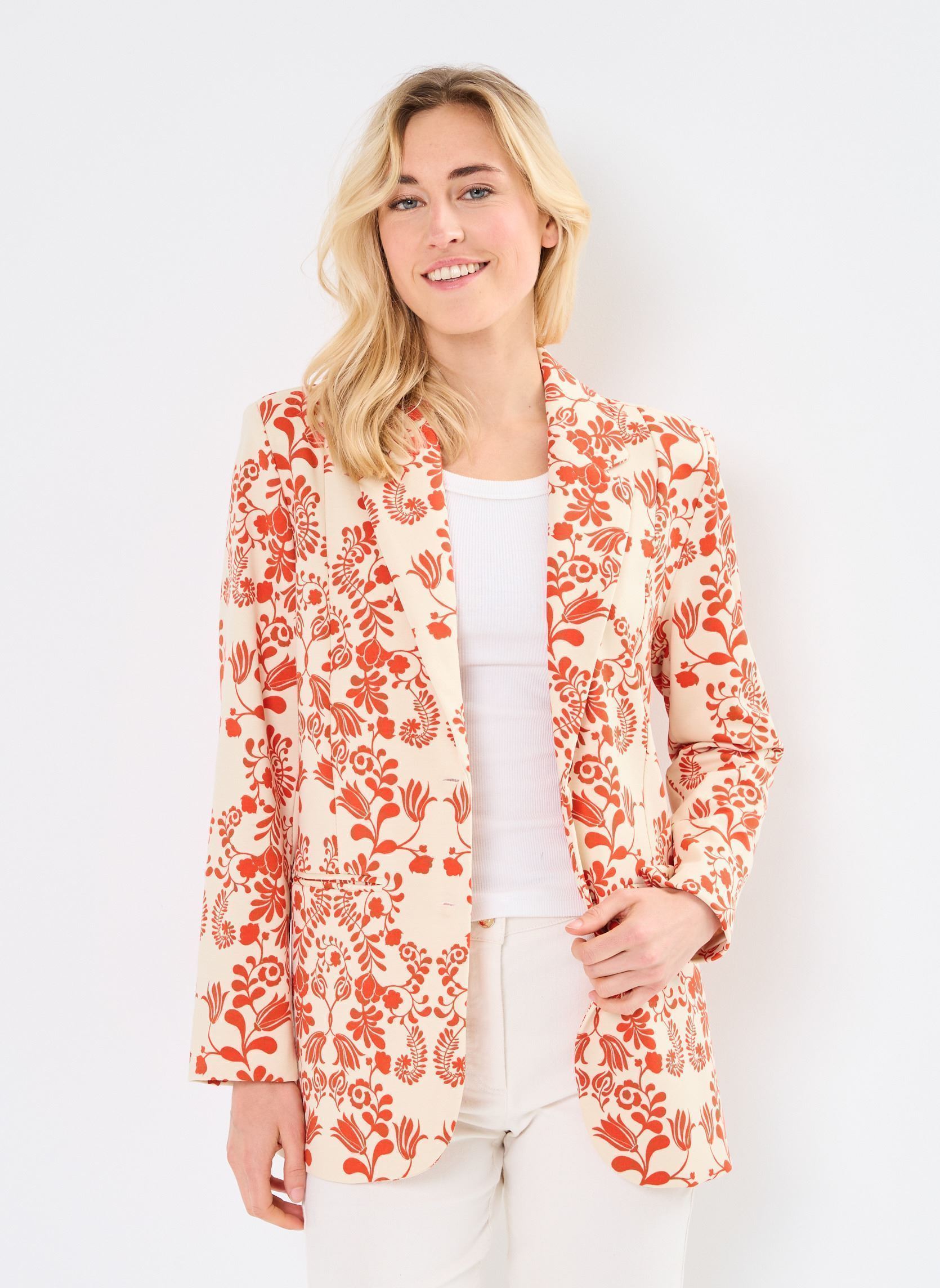 Blazer IHKATE PRINT OVERSIZE BL2 damen rot Ichi Blazer IHKATE PRINT OVERSIZE BL2 damen rot Fiesta Flower aop