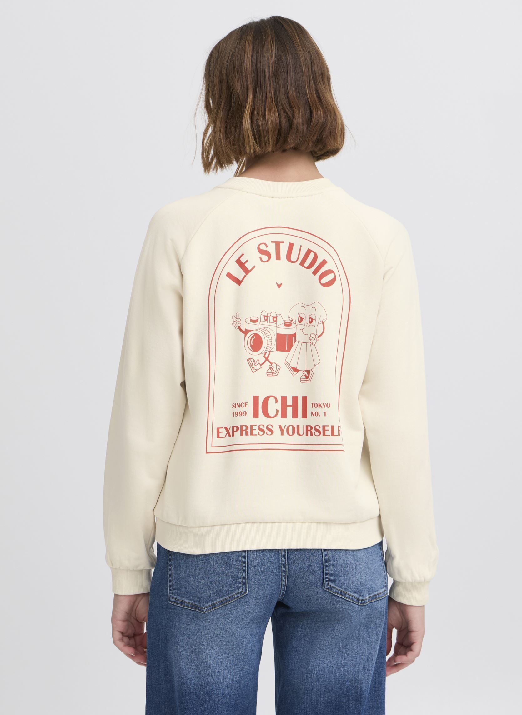 Sweater IHMARROT SW dames wit Ichi Sweater IHMARROT SW dames wit Birch