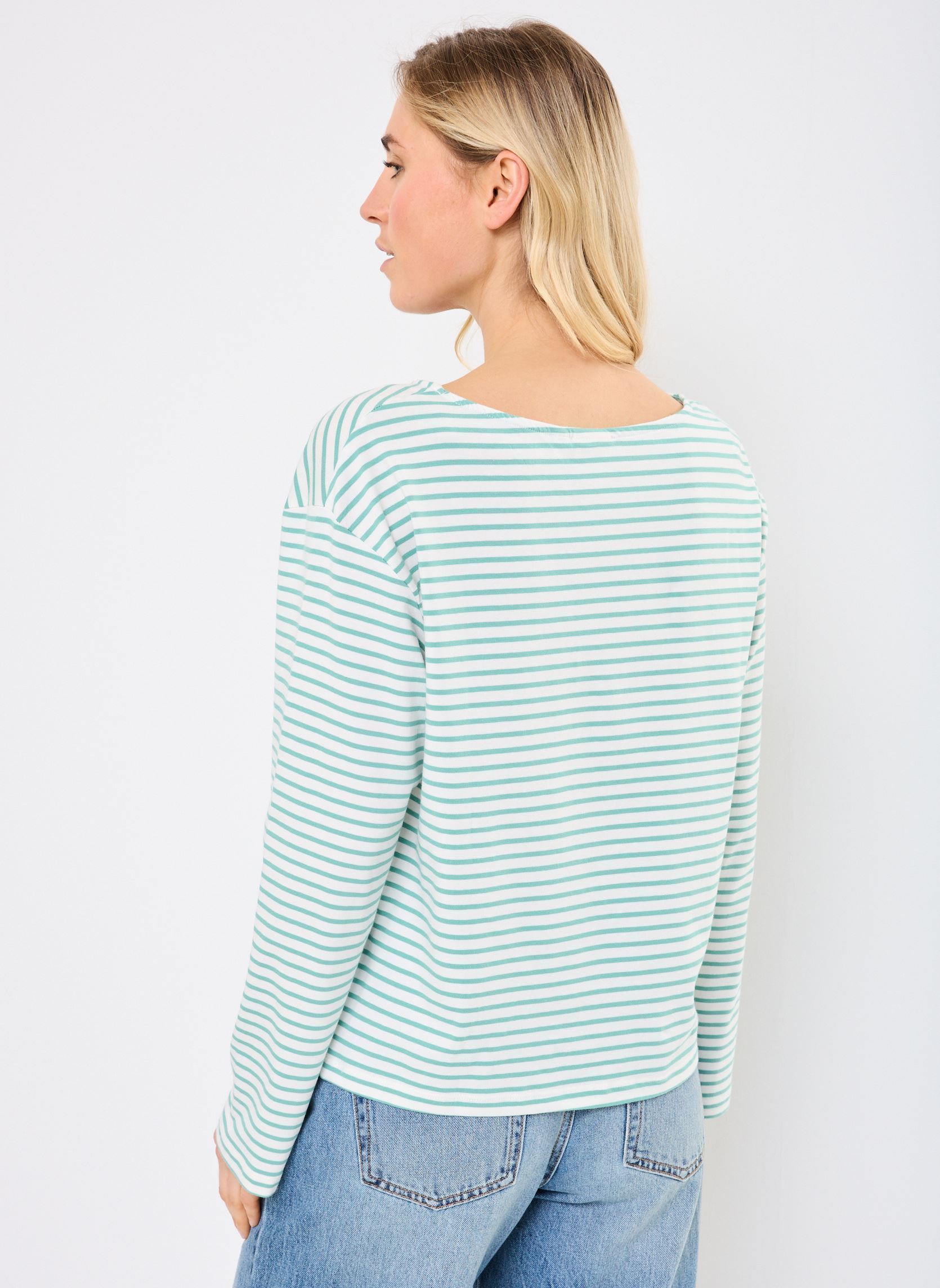 Camisetas de manga larga IHMIRA BOATNECK LS mujer blanco Ichi Camisetas de manga larga IHMIRA BOATNECK LS mujer blanco Cloud Dancer w. Beryl Green