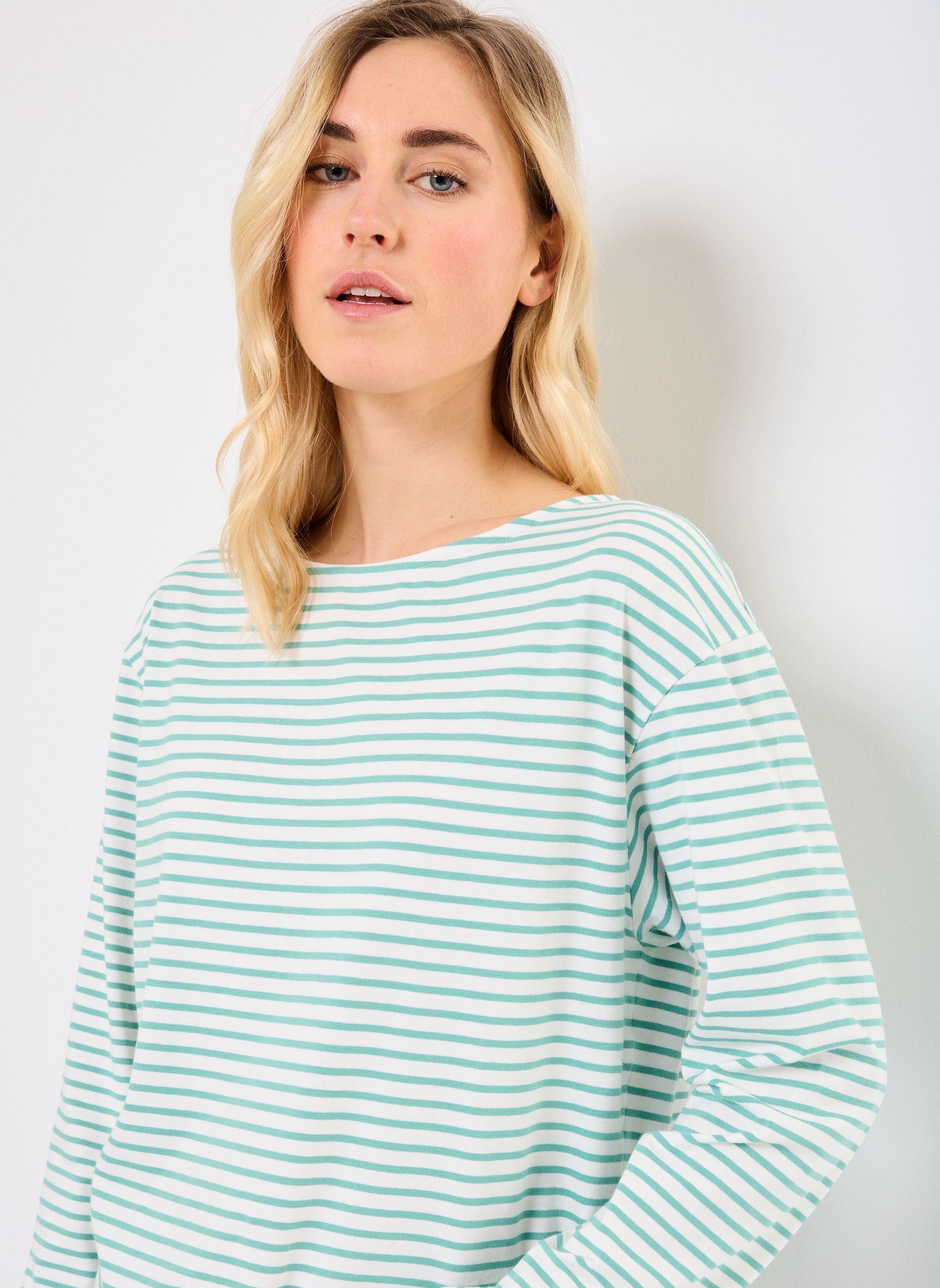 Camisetas de manga larga IHMIRA BOATNECK LS mujer blanco Ichi Camisetas de manga larga IHMIRA BOATNECK LS mujer blanco Cloud Dancer w. Beryl Green