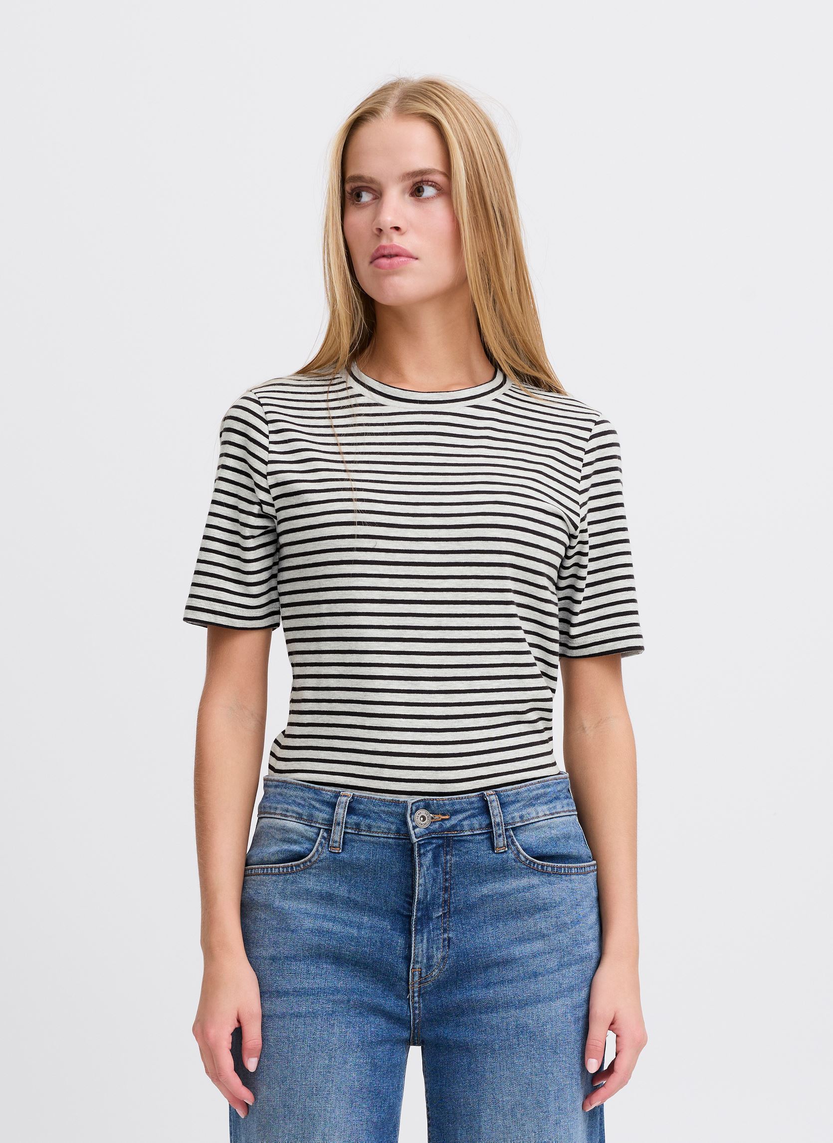 Tee-shirts manches courtes IHMIRA SS2 femme gris Ichi Tee-shirts manches courtes IHMIRA SS2 femme gris GREY MELANGE W. BLACK