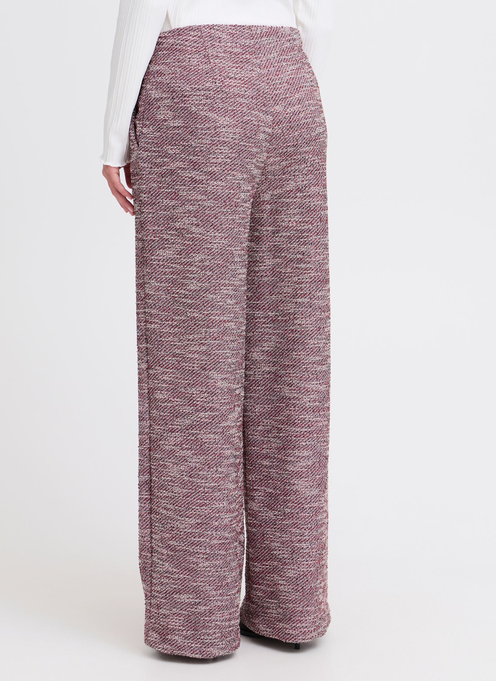 Wijde broeken IHKATE CHECLÉ WIDE PA dames roze Ichi Wijde broeken IHKATE CHECLÉ WIDE PA dames roze PINK BERRY BOUCLÉ