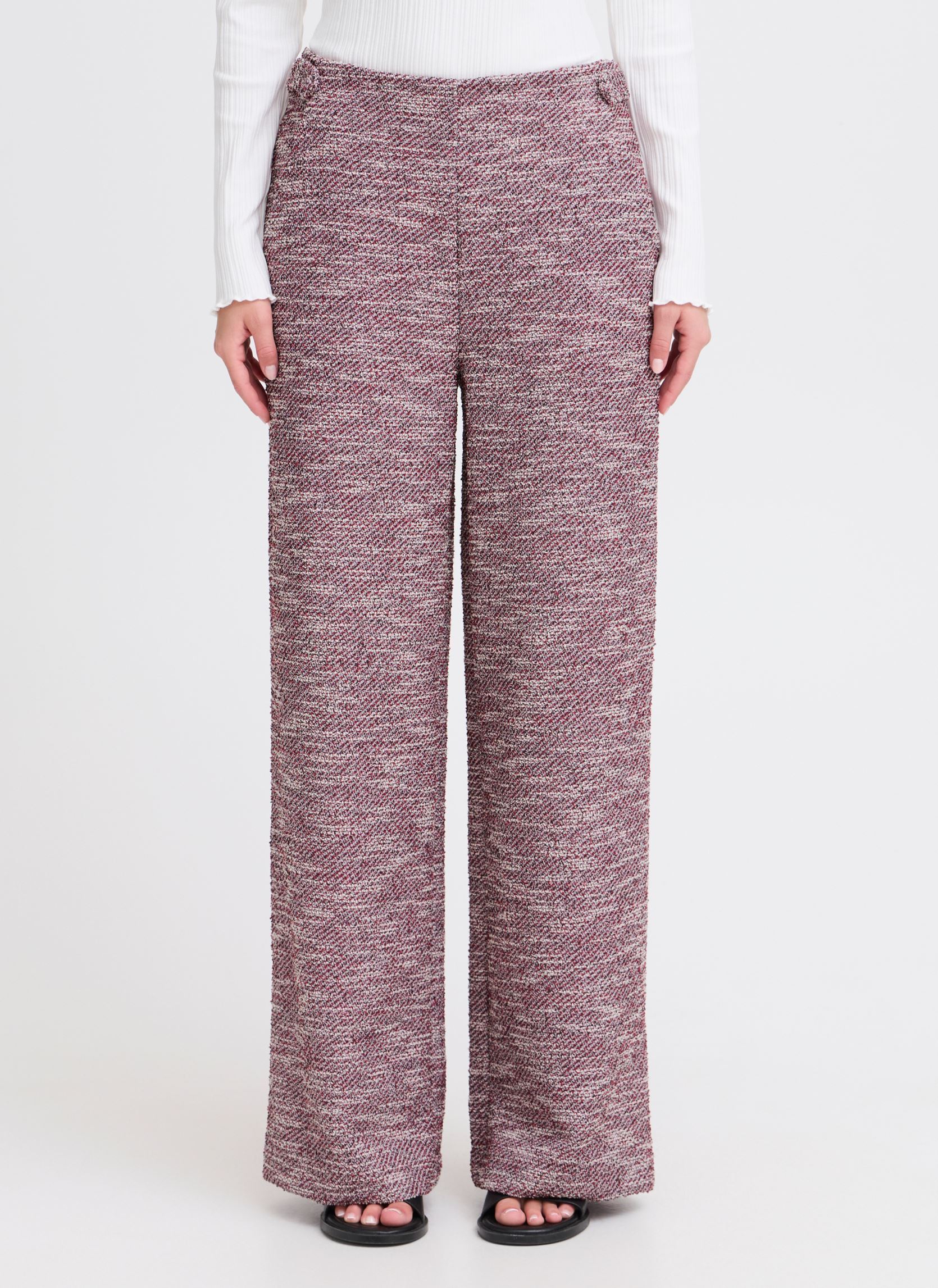 Wijde broeken IHKATE CHECLÉ WIDE PA dames roze Ichi Wijde broeken IHKATE CHECLÉ WIDE PA dames roze PINK BERRY BOUCLÉ