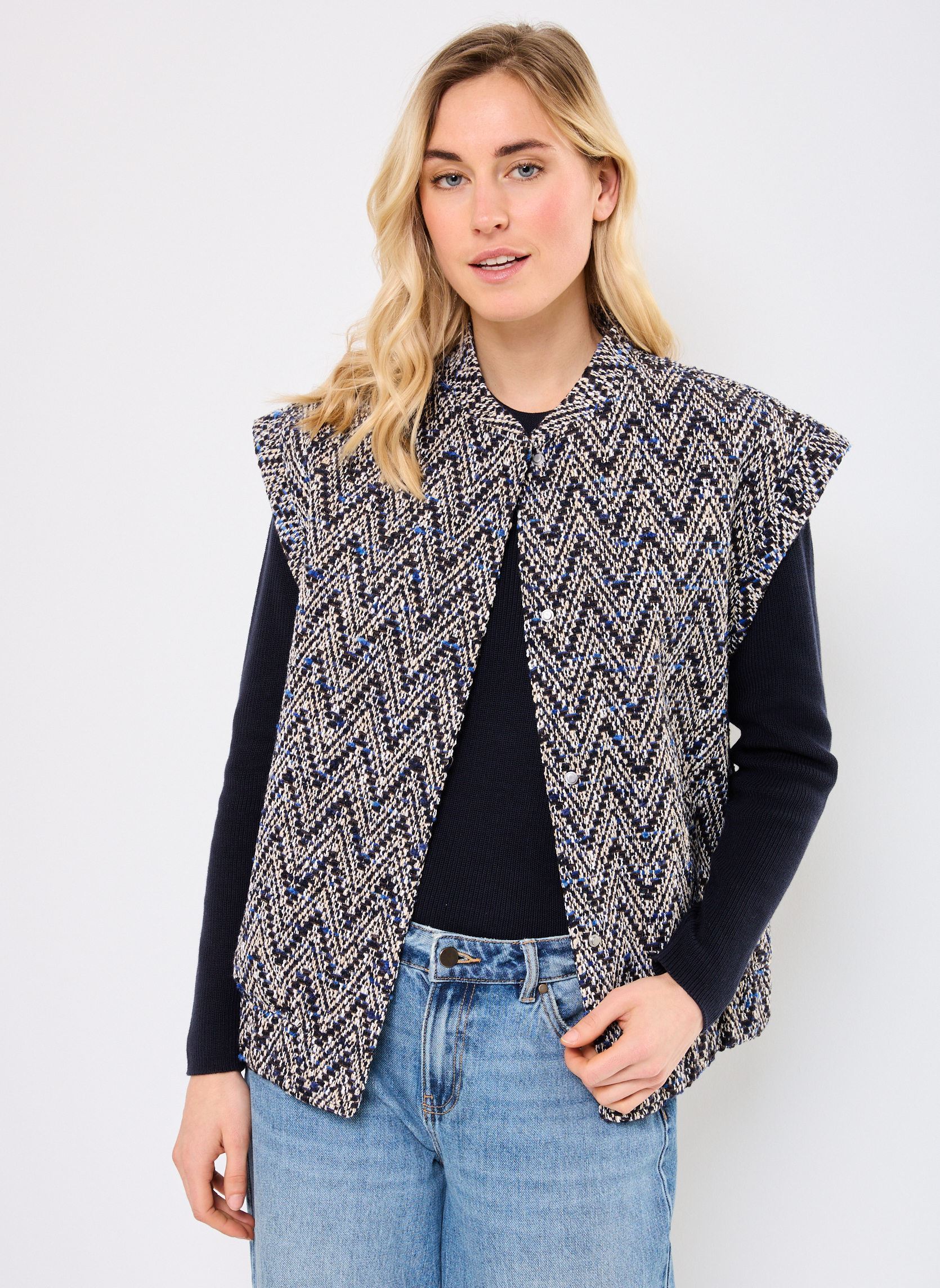 Vestes sans manches IHFONAVI WA femme multicolore Ichi Vestes sans manches IHFONAVI WA femme multicolore Medieval Blue Structure
