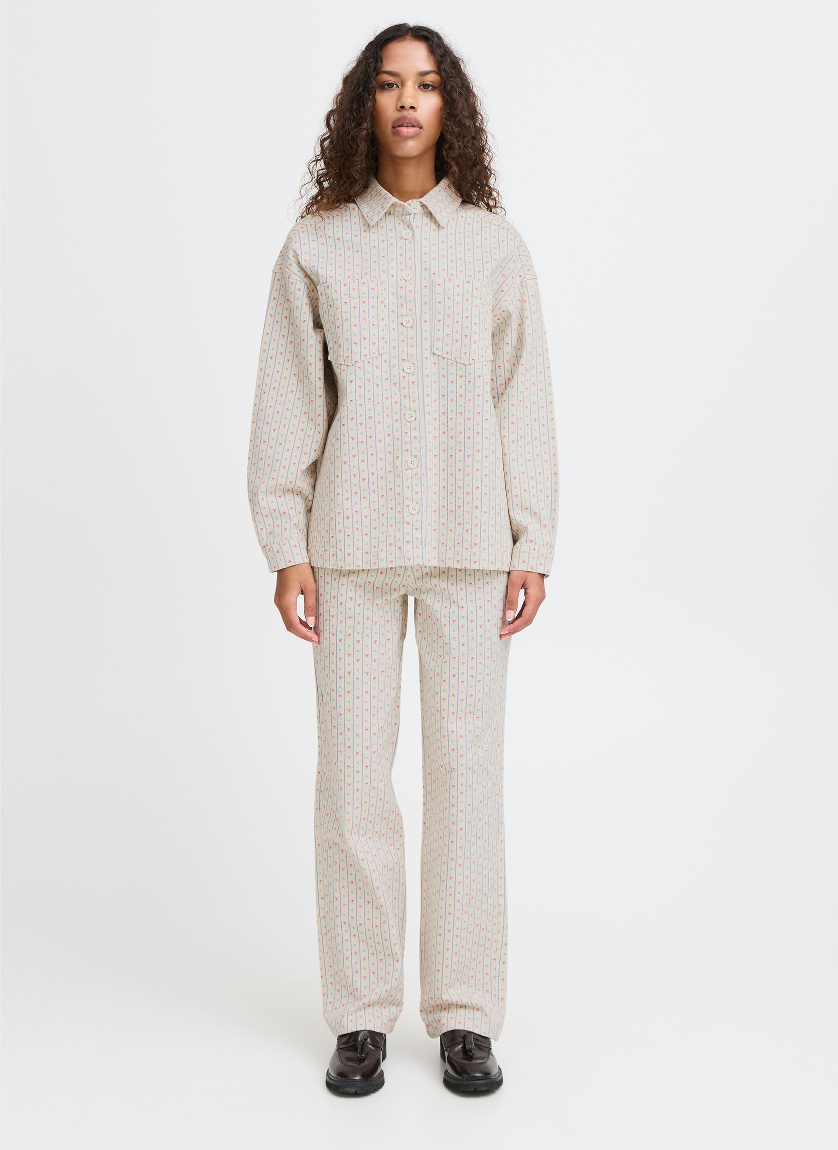 Pantalones anchos IHBROKES PA mujer blanco Ichi Pantalones anchos IHBROKES PA mujer blanco Birch