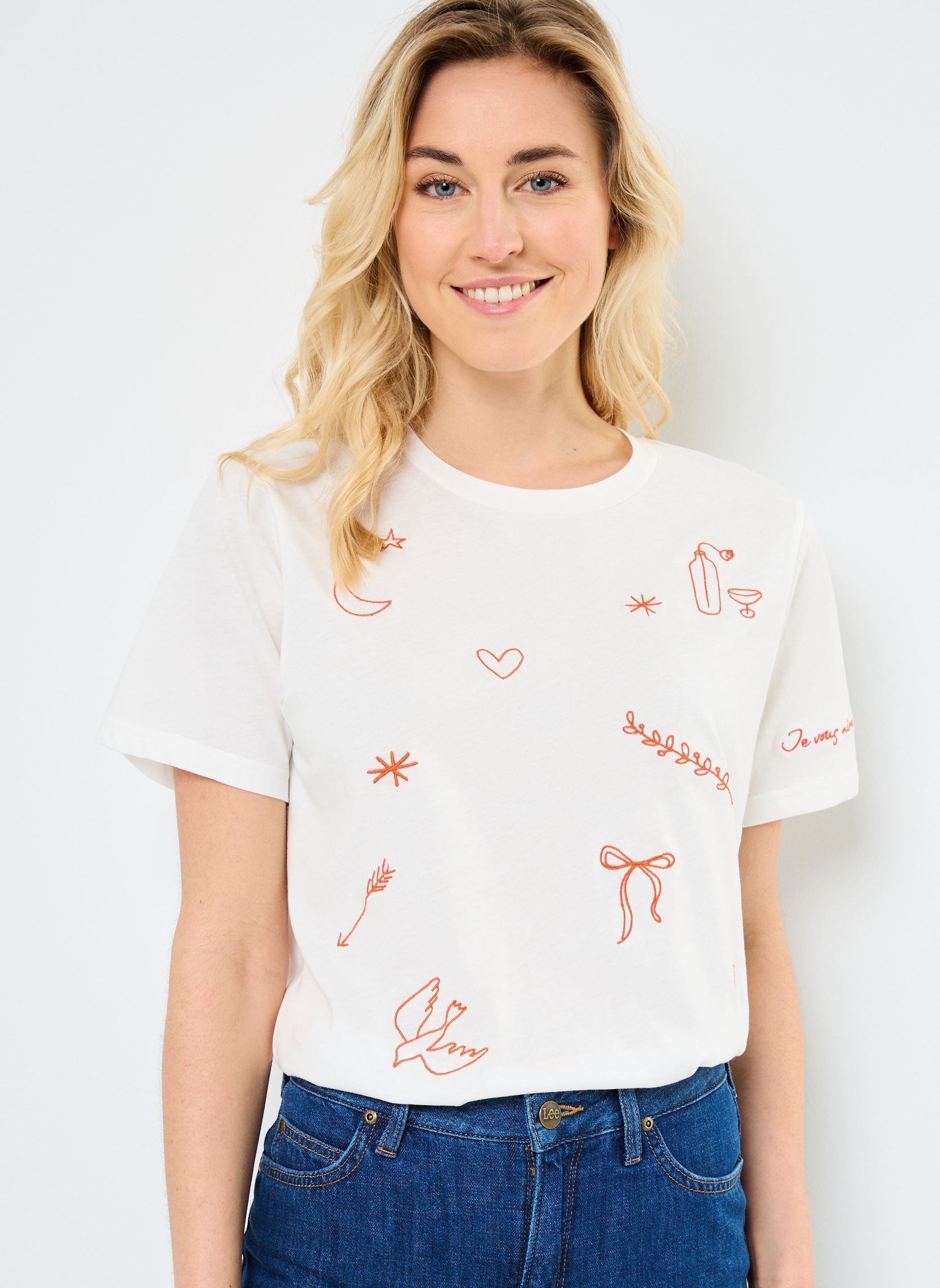 Tee-shirts manches courtes IHMAJOU SS femme blanc Ichi Tee-shirts manches courtes IHMAJOU SS femme blanc Cloud Dancer