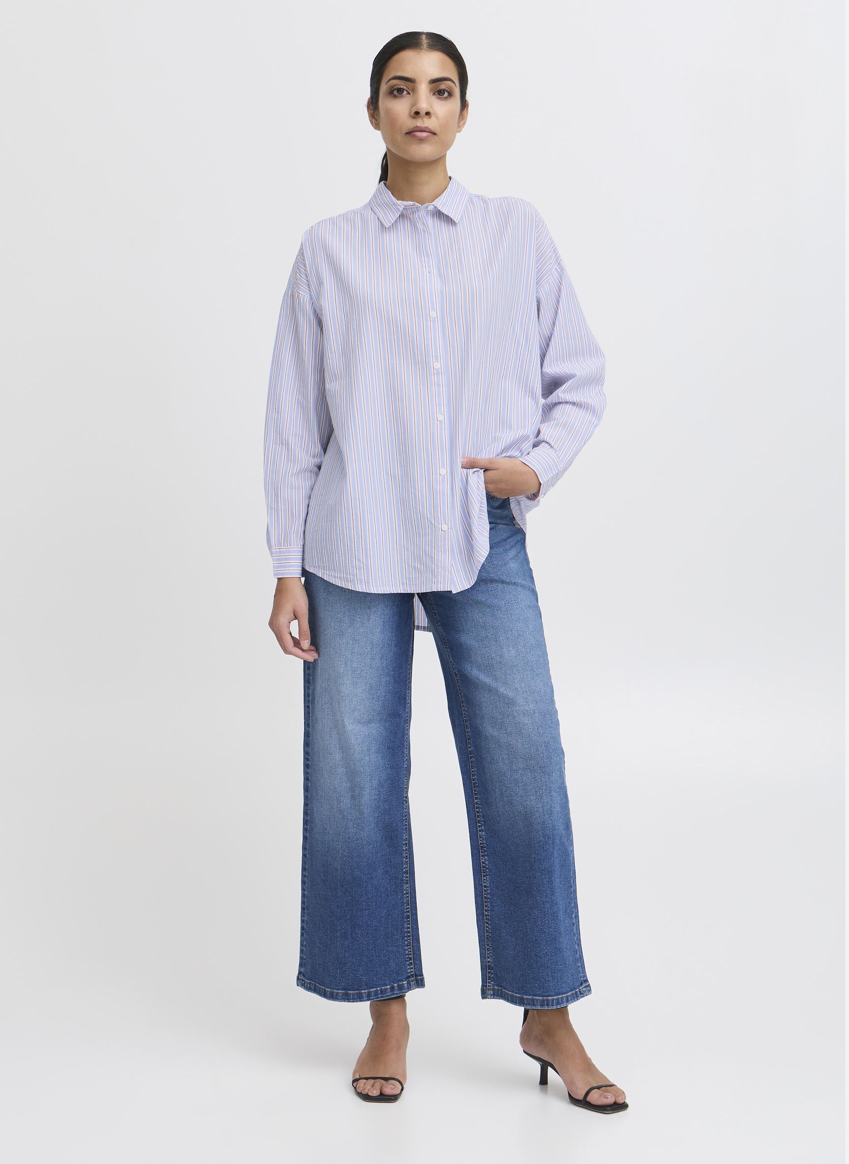 Chemises manches longues IHJANEX SH femme multicolore Ichi Chemises manches longues IHJANEX SH femme multicolore Della Robbia Blue Multi Stripe