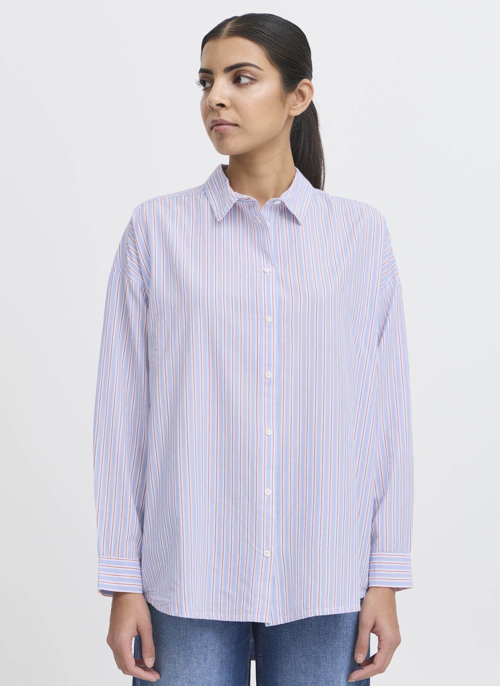 Chemises manches longues IHJANEX SH femme multicolore Ichi Chemises manches longues IHJANEX SH femme multicolore Della Robbia Blue Multi Stripe