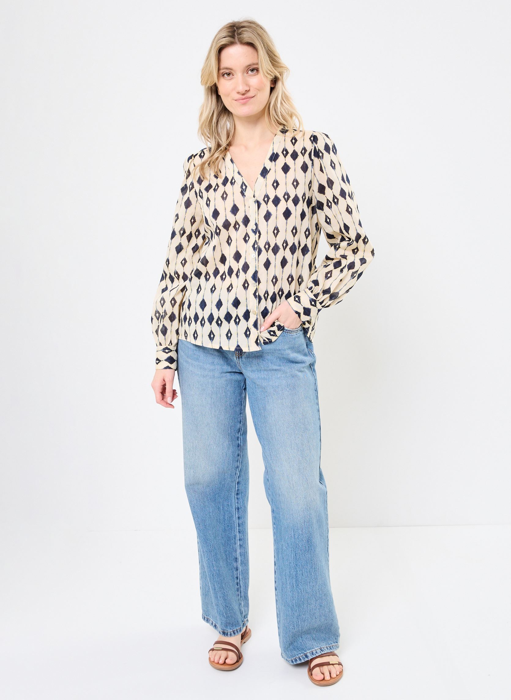 Bluse a maniche lunghe IHEMMERETTA SH2 donna bianco Ichi Bluse a maniche lunghe IHEMMERETTA SH2 donna bianco Total Eclipse Ikat aop