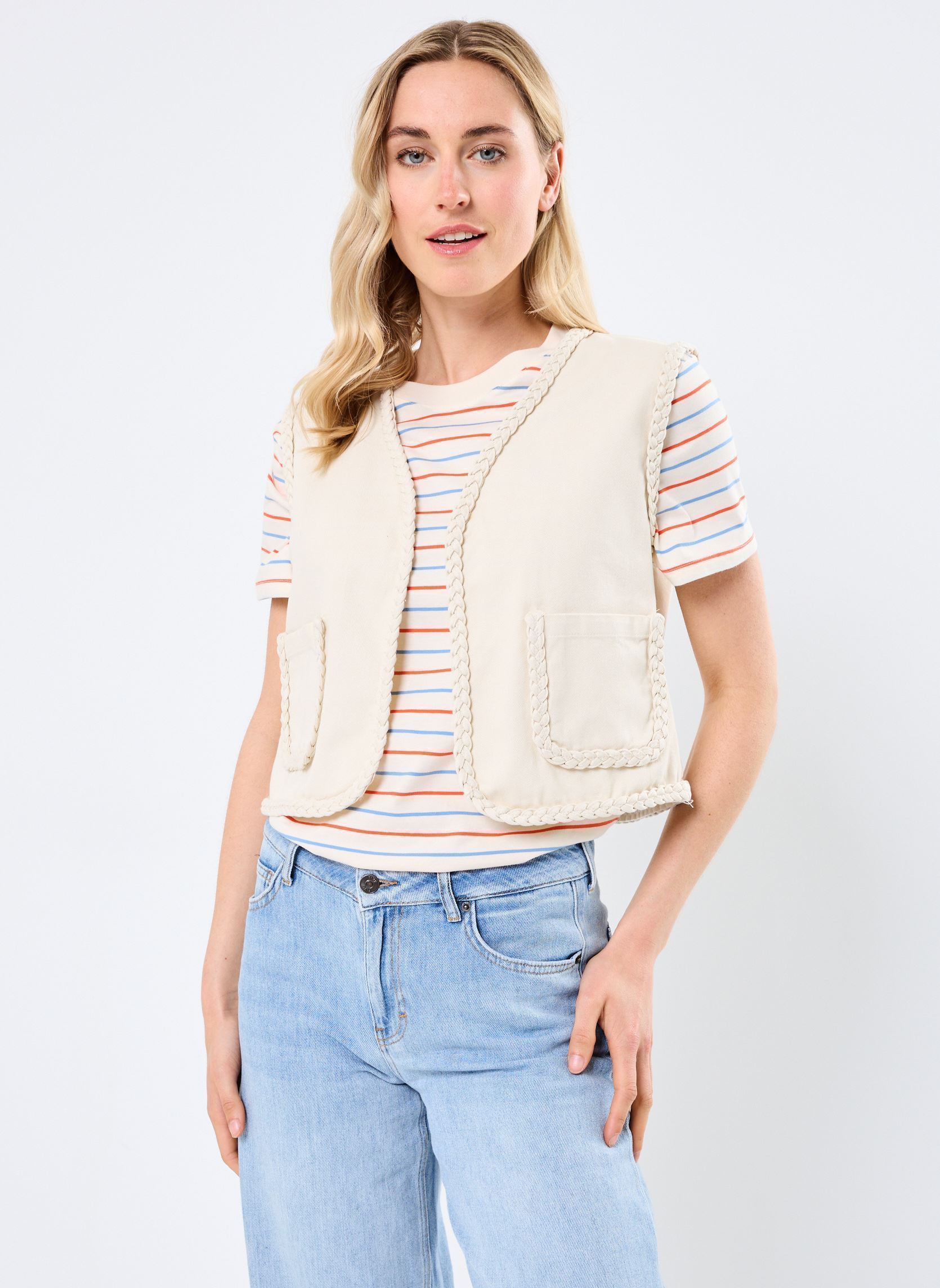 Vestes sans manches IHJALIA WA femme blanc Ichi Vestes sans manches IHJALIA WA femme blanc BIRCH