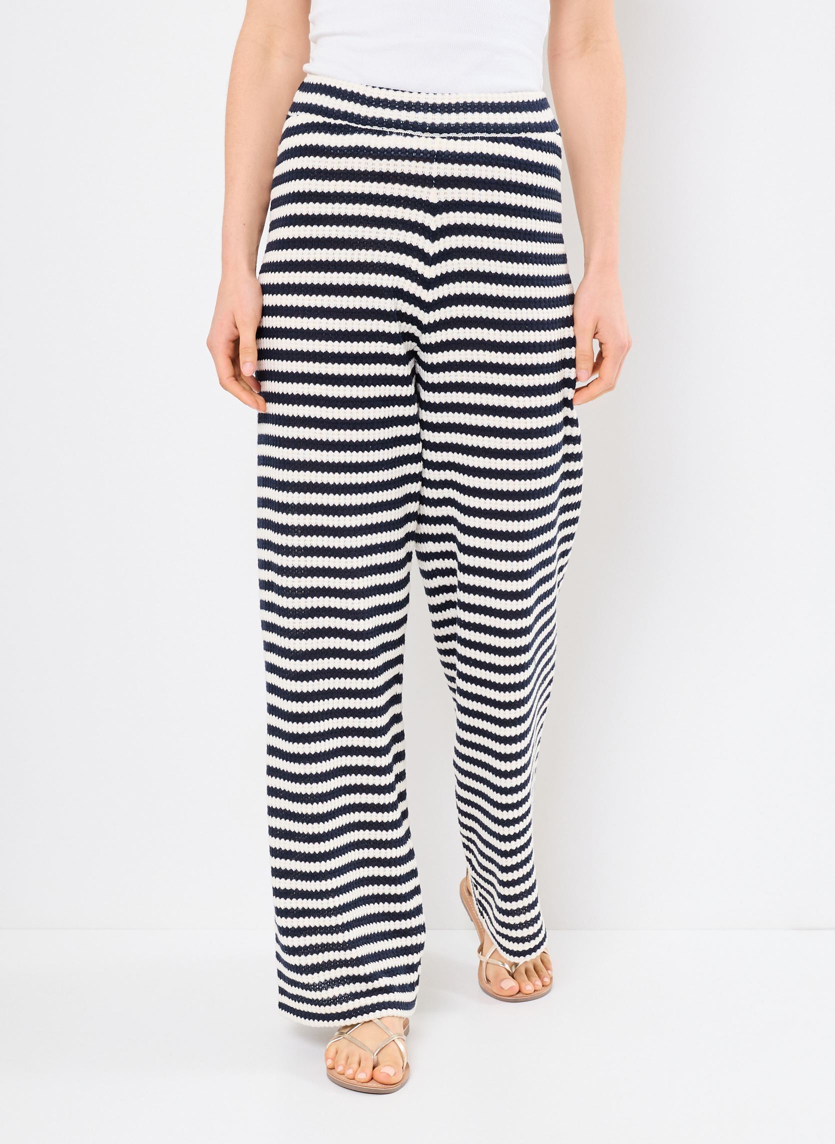 Pantalons larges IHLORIANNA PA femme blanc Ichi Pantalons larges IHLORIANNA PA femme blanc TOTAL ECLIPSE/BIRCH STRIPE