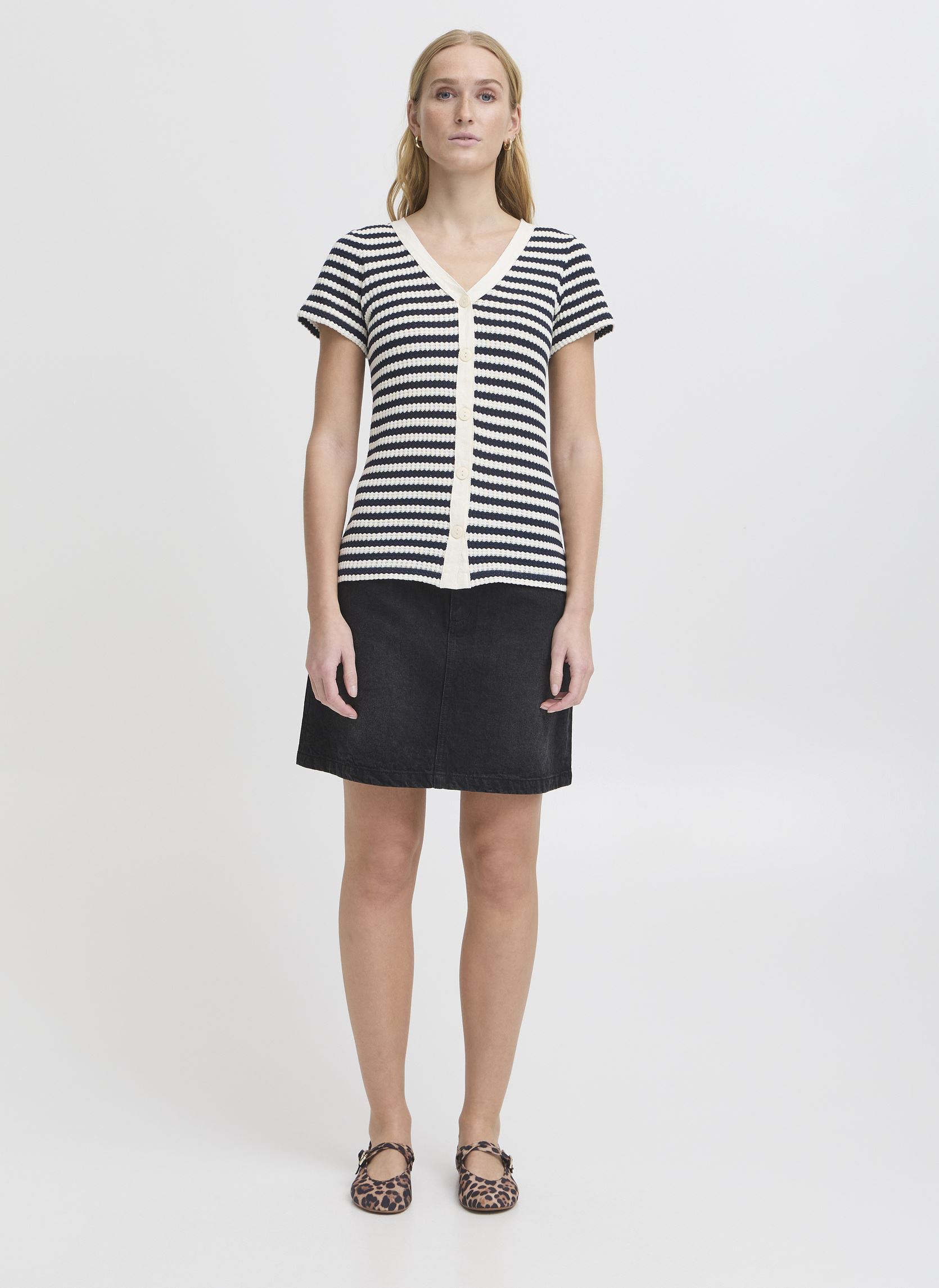Gilet IHLORIANNA SS donna blu Ichi Gilet IHLORIANNA SS donna blu Total Eclipse/Birch Stripe