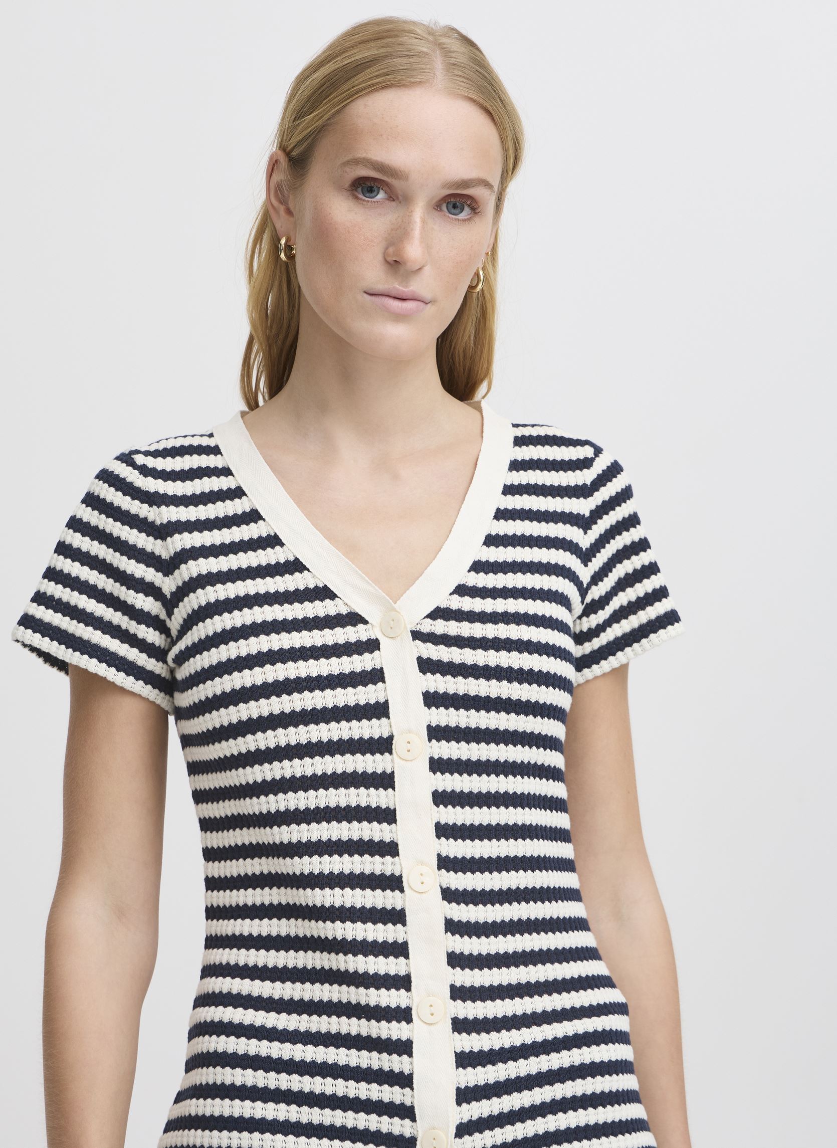 Gilet IHLORIANNA SS donna blu Ichi Gilet IHLORIANNA SS donna blu Total Eclipse/Birch Stripe