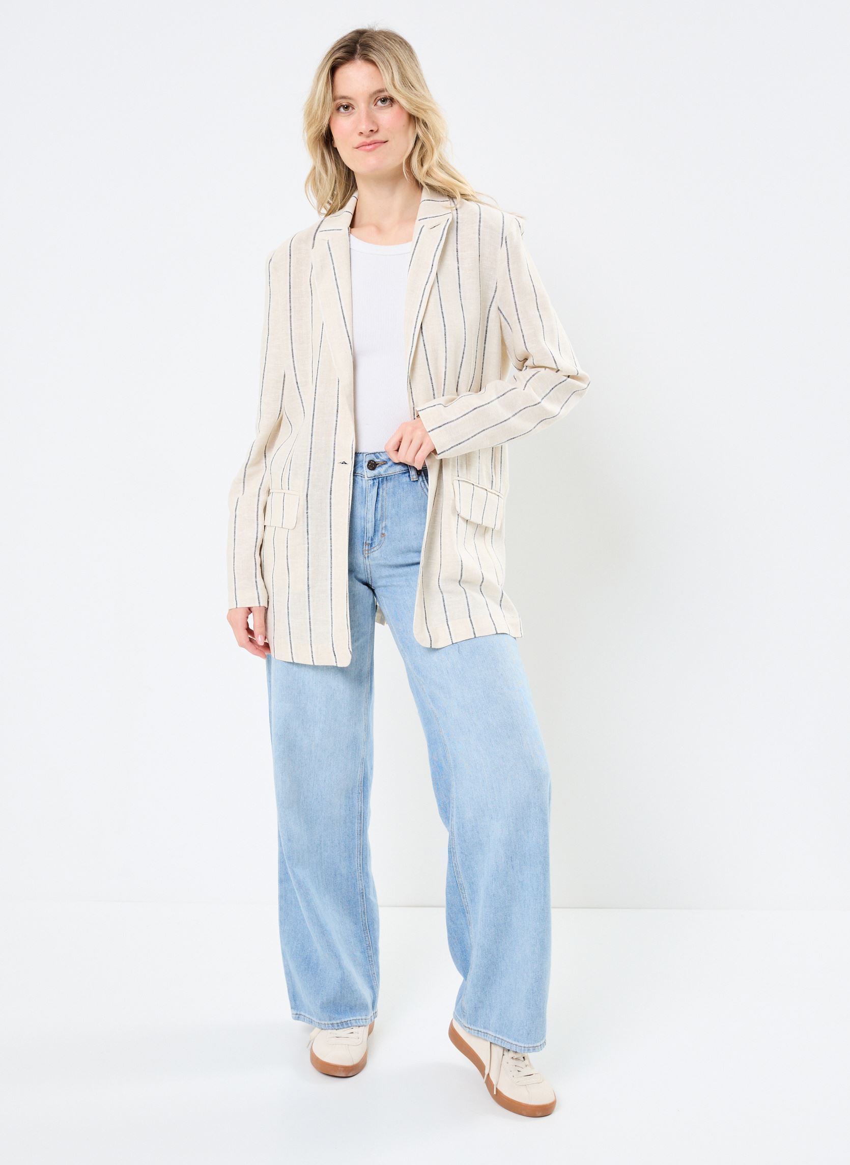 Blazer IHLINNO BL damen beige Ichi Blazer IHLINNO BL damen beige Natural Ecru Stripe