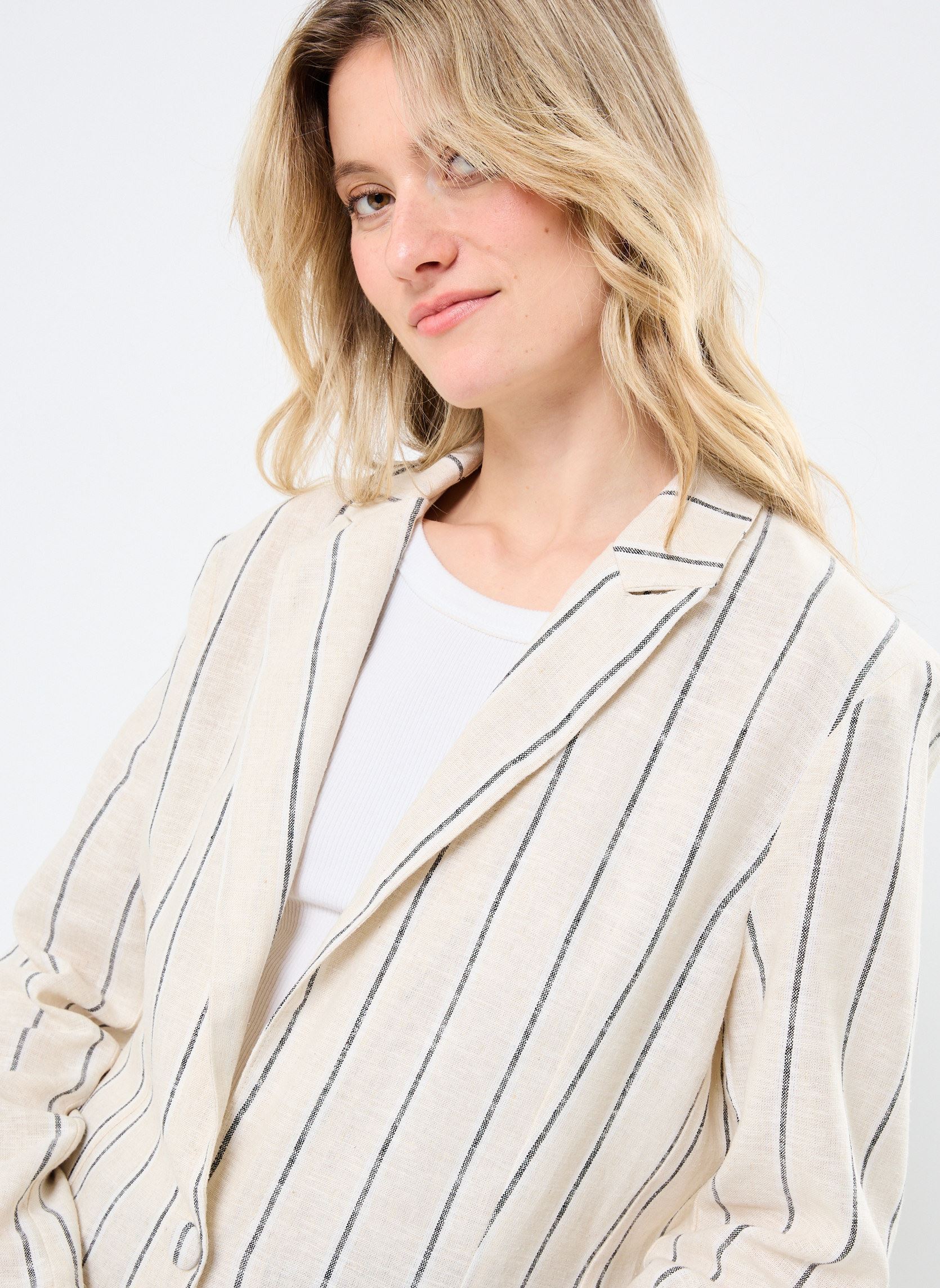 Blazer IHLINNO BL damen beige Ichi Blazer IHLINNO BL damen beige Natural Ecru Stripe
