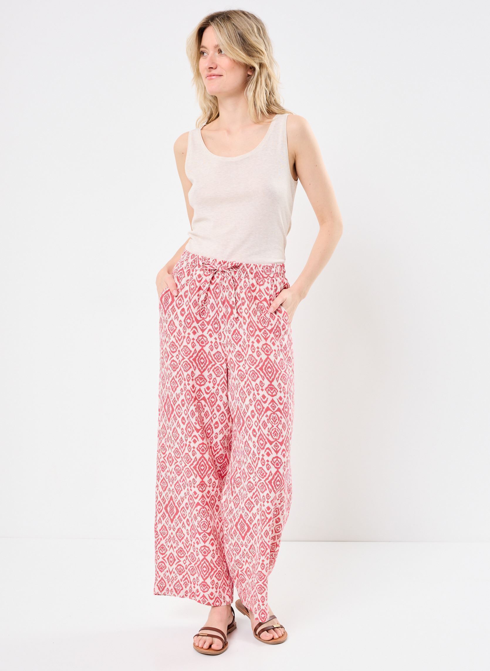 Pantalons larges IHLINNO PA CR femme multicolore Ichi Pantalons larges IHLINNO PA CR femme multicolore Geranium Diamond Ikat