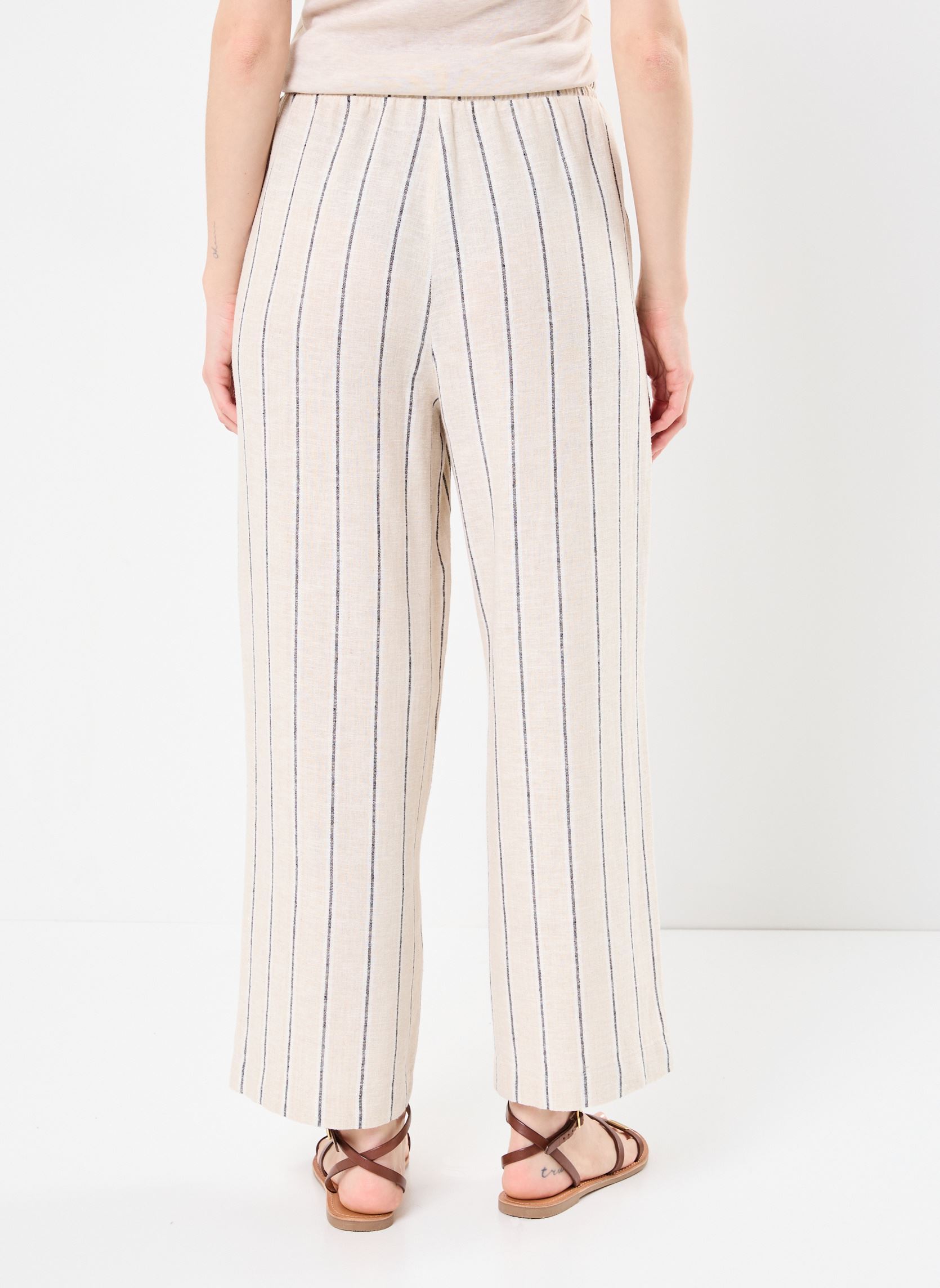 Wijde broeken IHLINNO PA CR dames meerkleurig Ichi Wijde broeken IHLINNO PA CR dames meerkleurig Natural Ecru Stripe
