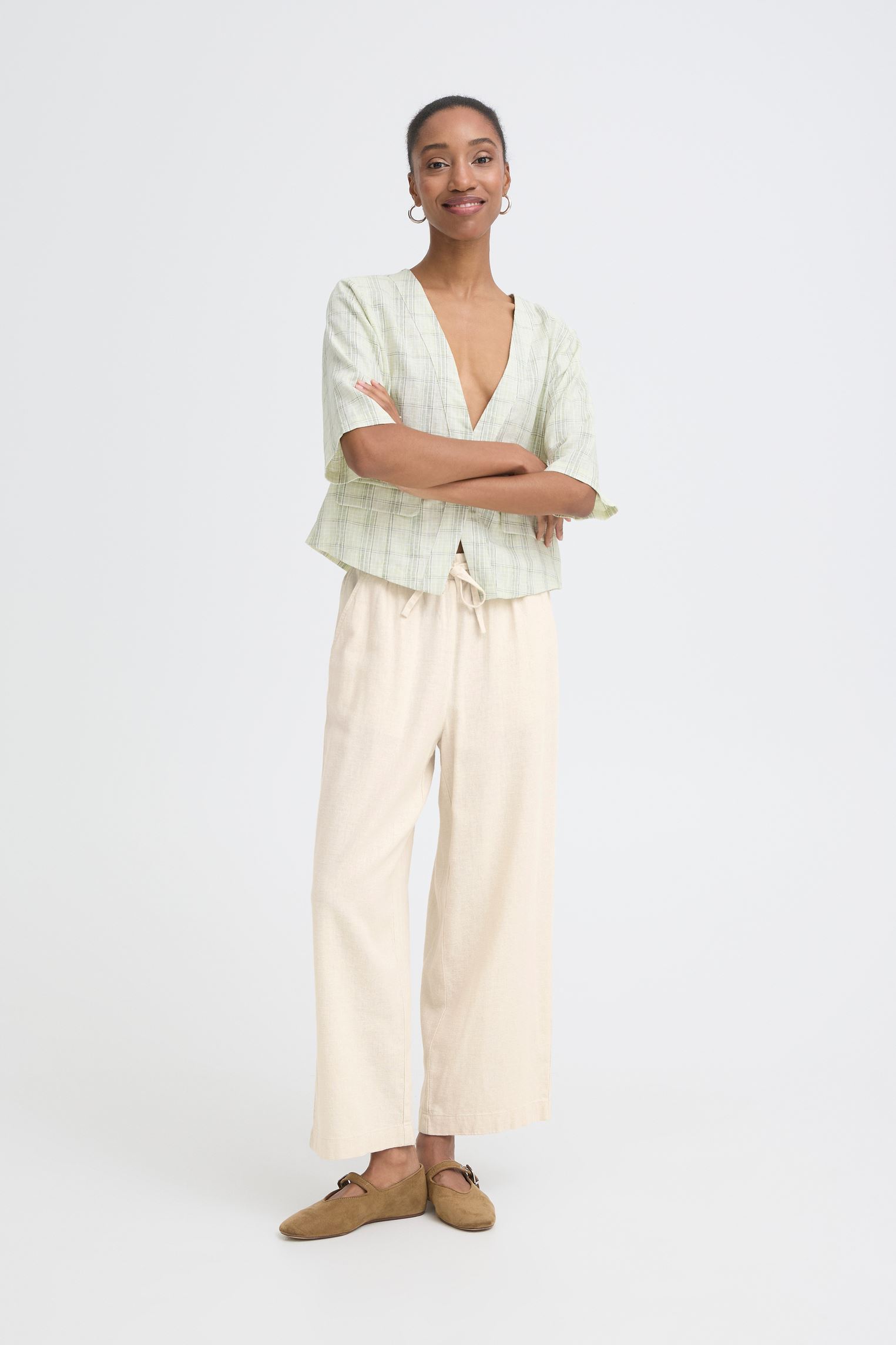 Weite Hosen IHLINNO PA CR damen weiß Ichi Weite Hosen IHLINNO PA CR damen weiß NATURAL ECRU