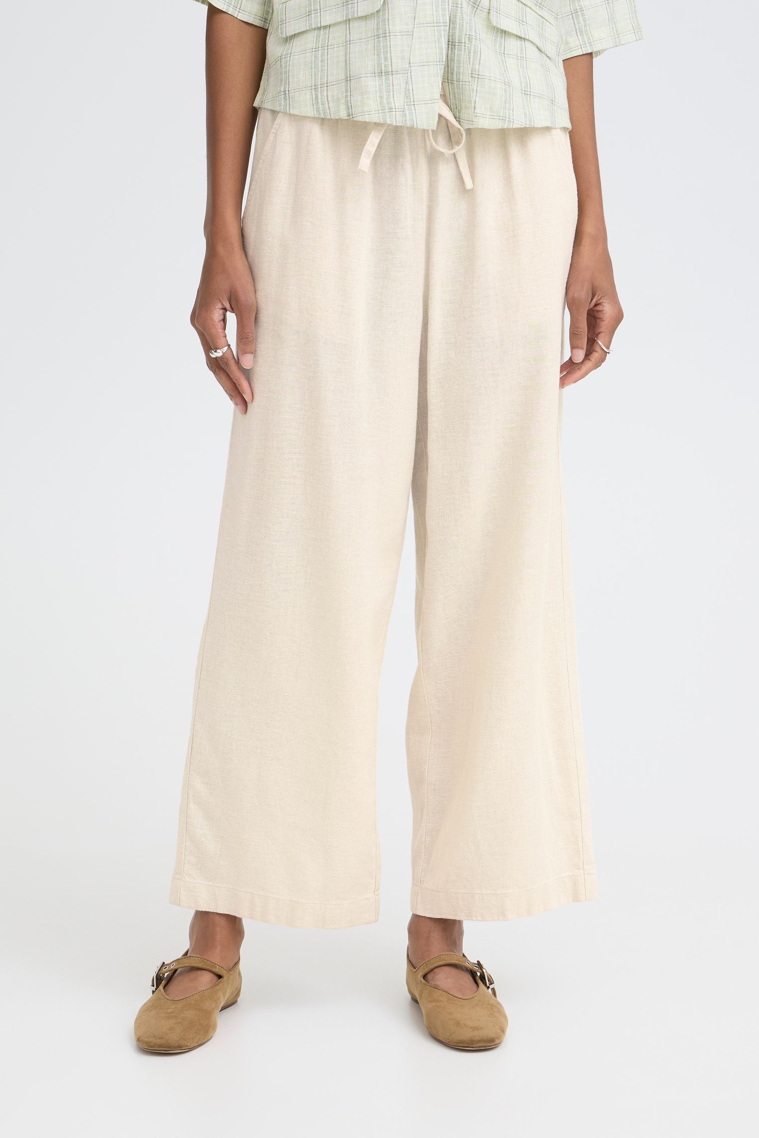 Weite Hosen IHLINNO PA CR damen weiß Ichi Weite Hosen IHLINNO PA CR damen weiß NATURAL ECRU