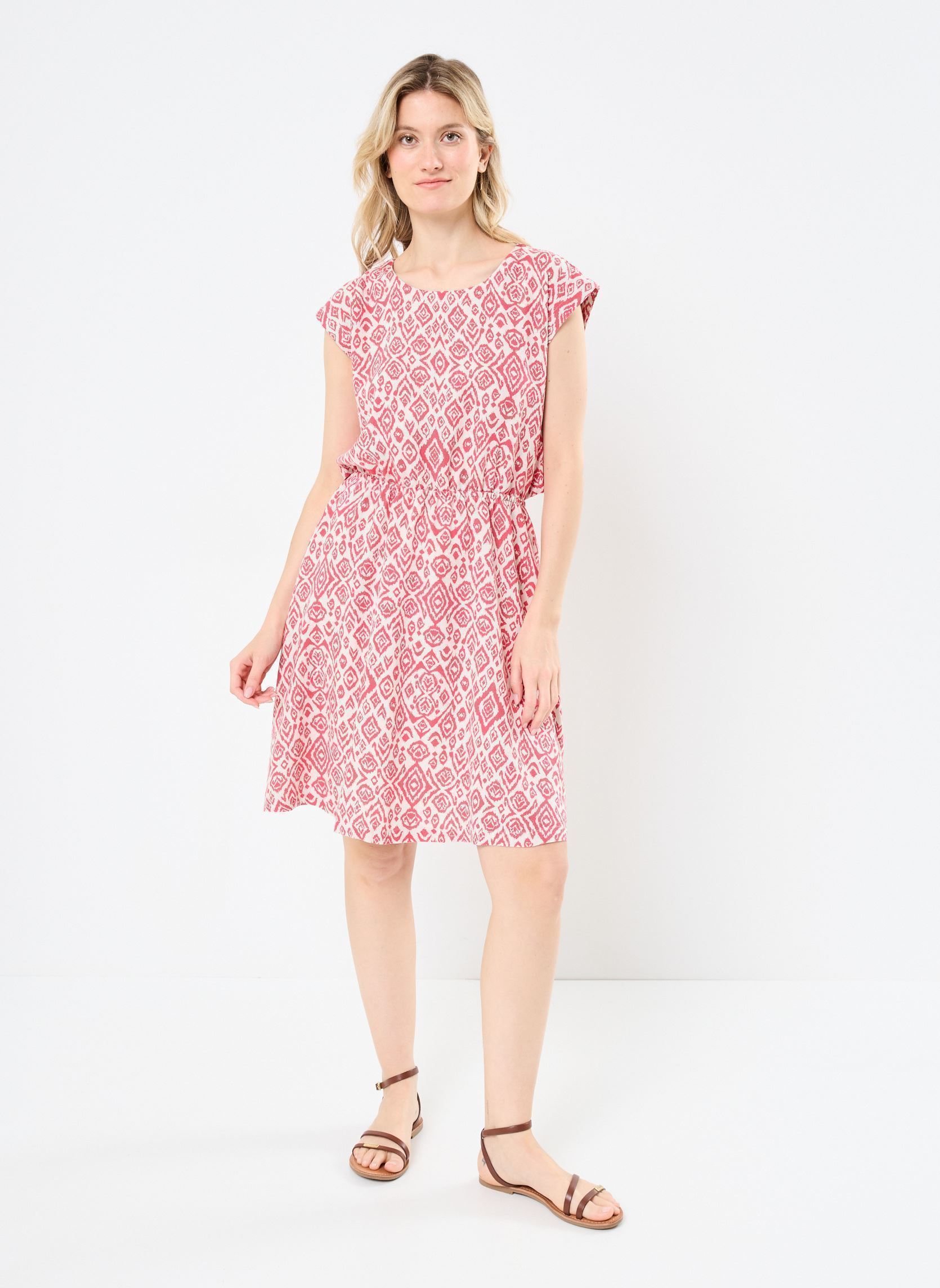 Jurken IHLINNO DR5 dames roze Ichi Jurken IHLINNO DR5 dames roze Geranium Diamond Ikat