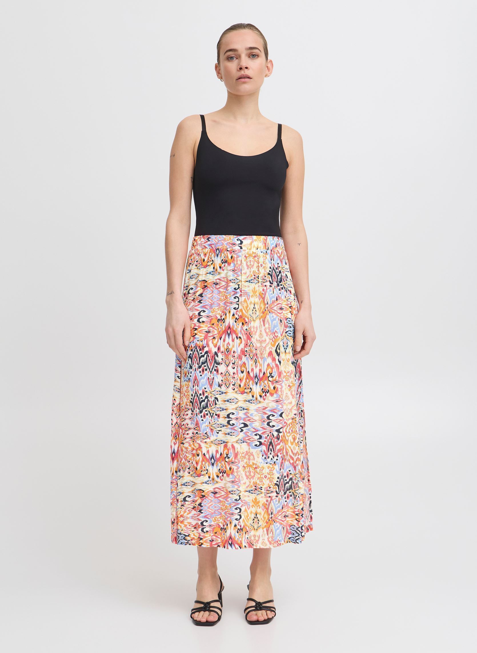 Jupes longues IHMARRAKECH AOP SK10 femme multicolore Ichi Jupes longues IHMARRAKECH AOP SK10 femme multicolore GERANIUM MULTI IKAT AOP